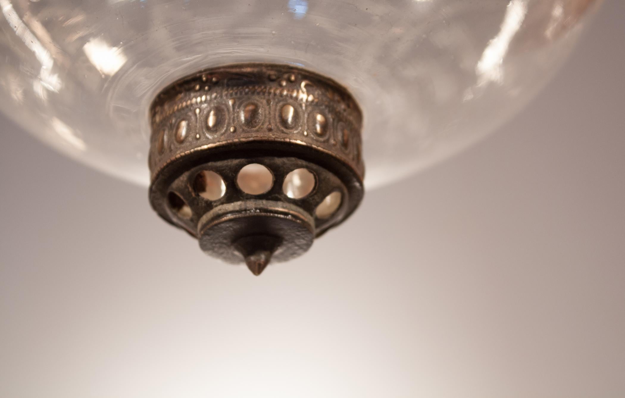 19th Century Etched Globe Bell Jar Lantern 1