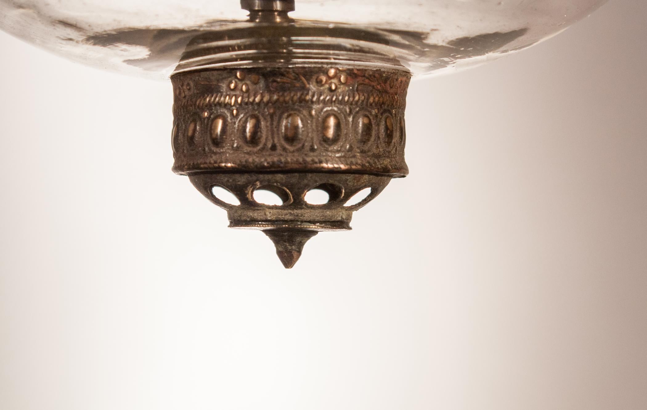 19th Century Etched Globe Bell Jar Lantern 2