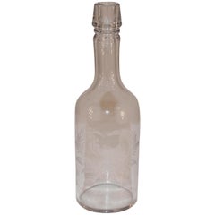 19th Century Etched Rye Bottle