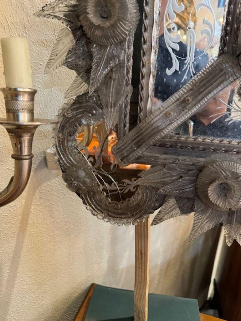 XIXe siècle Miroir en verre vénitien gravé du 19e siècle en vente
