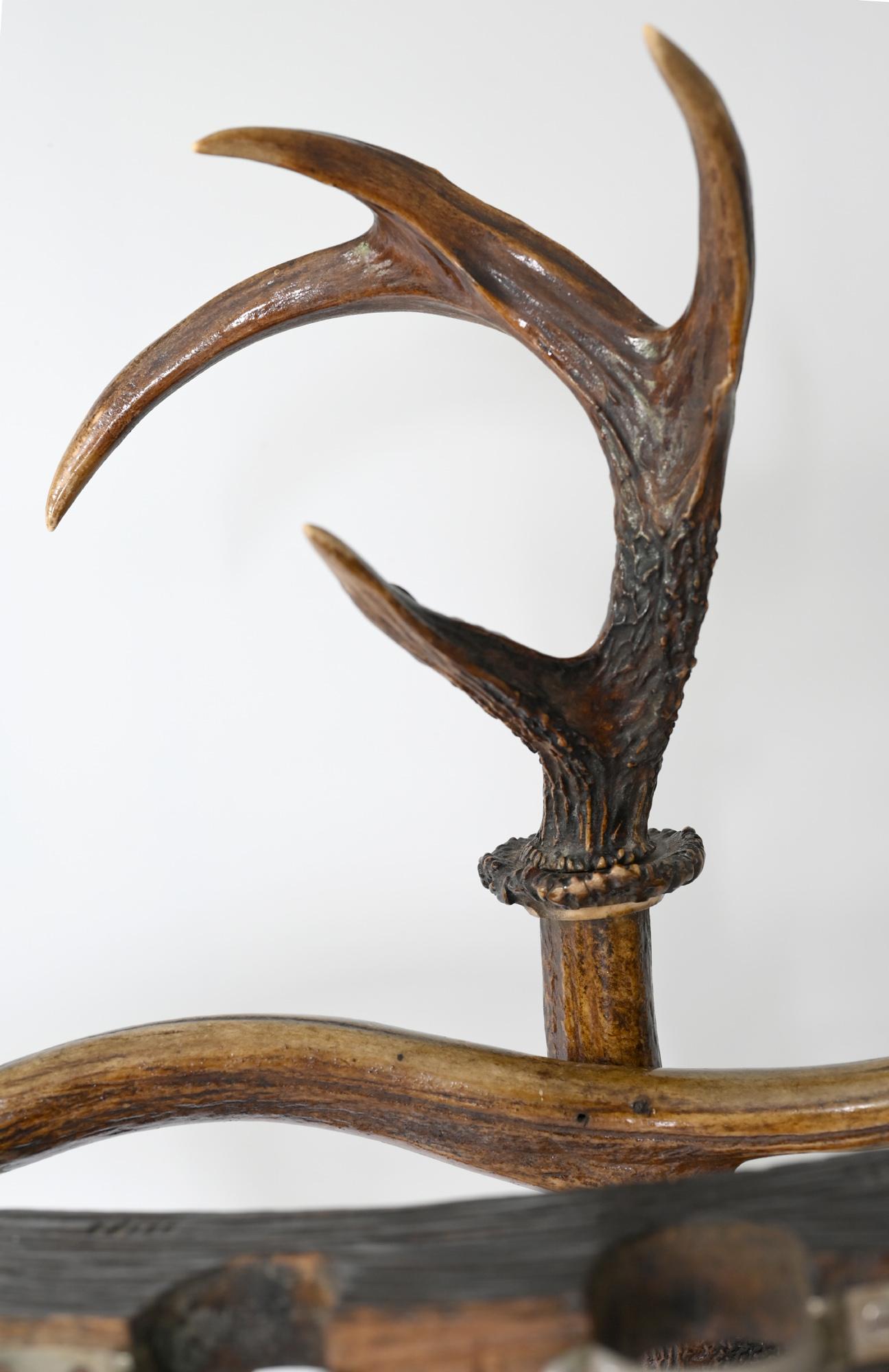 19th Century, European, Antler Gun Rack and Stand, Brown, Wood For Sale 6