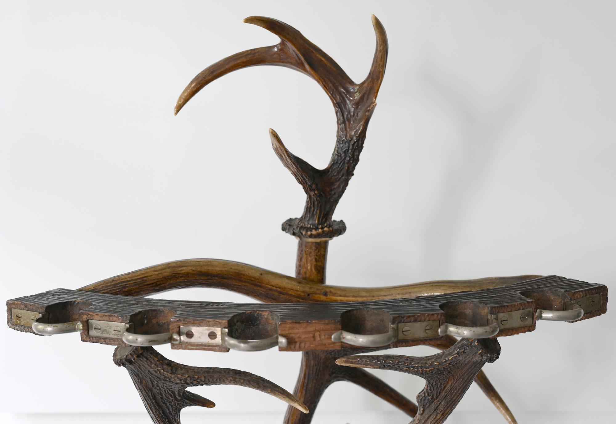 19th Century, European, Antler Gun Rack and Stand, Brown, Wood For Sale 7