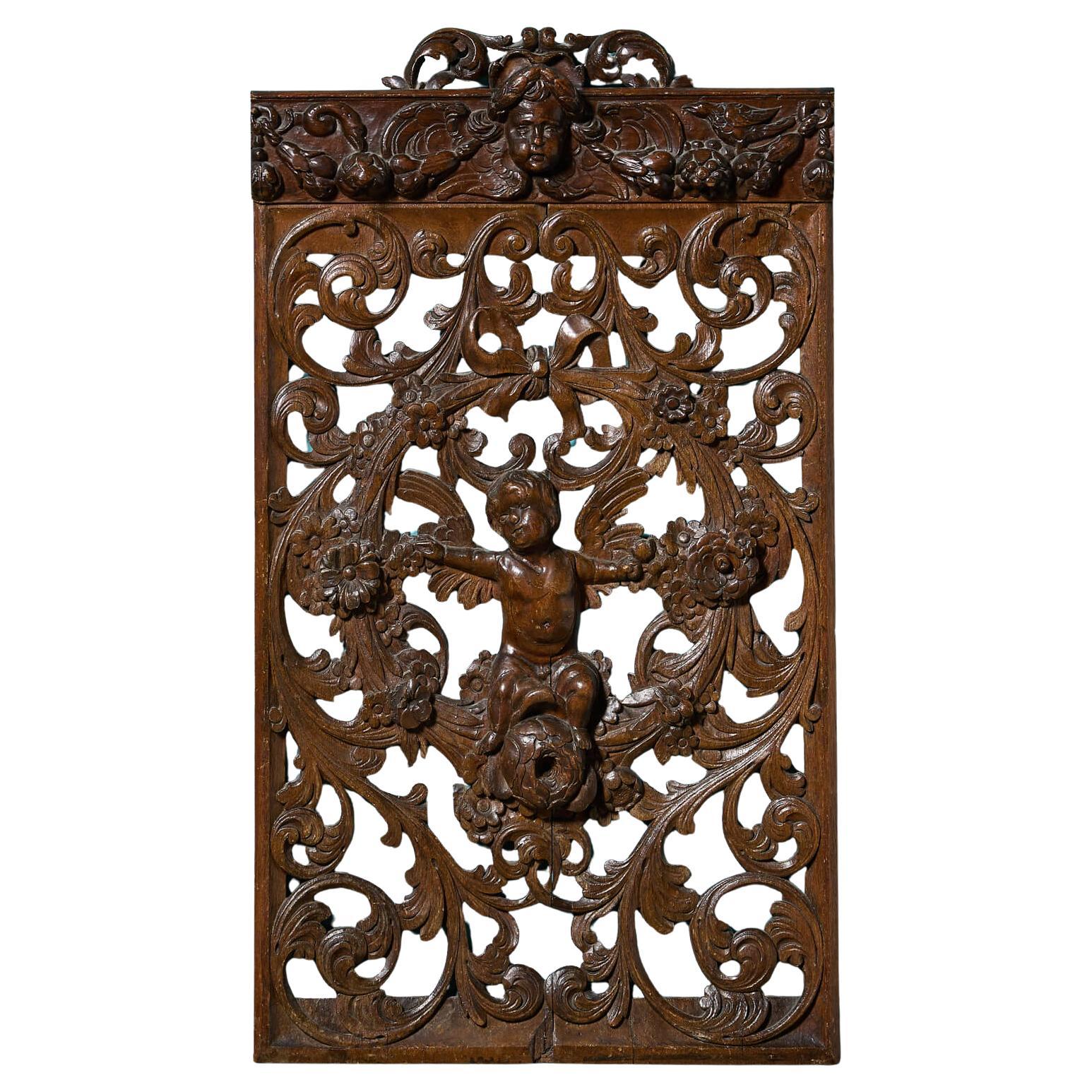 19th Century European Carved Oak Panel