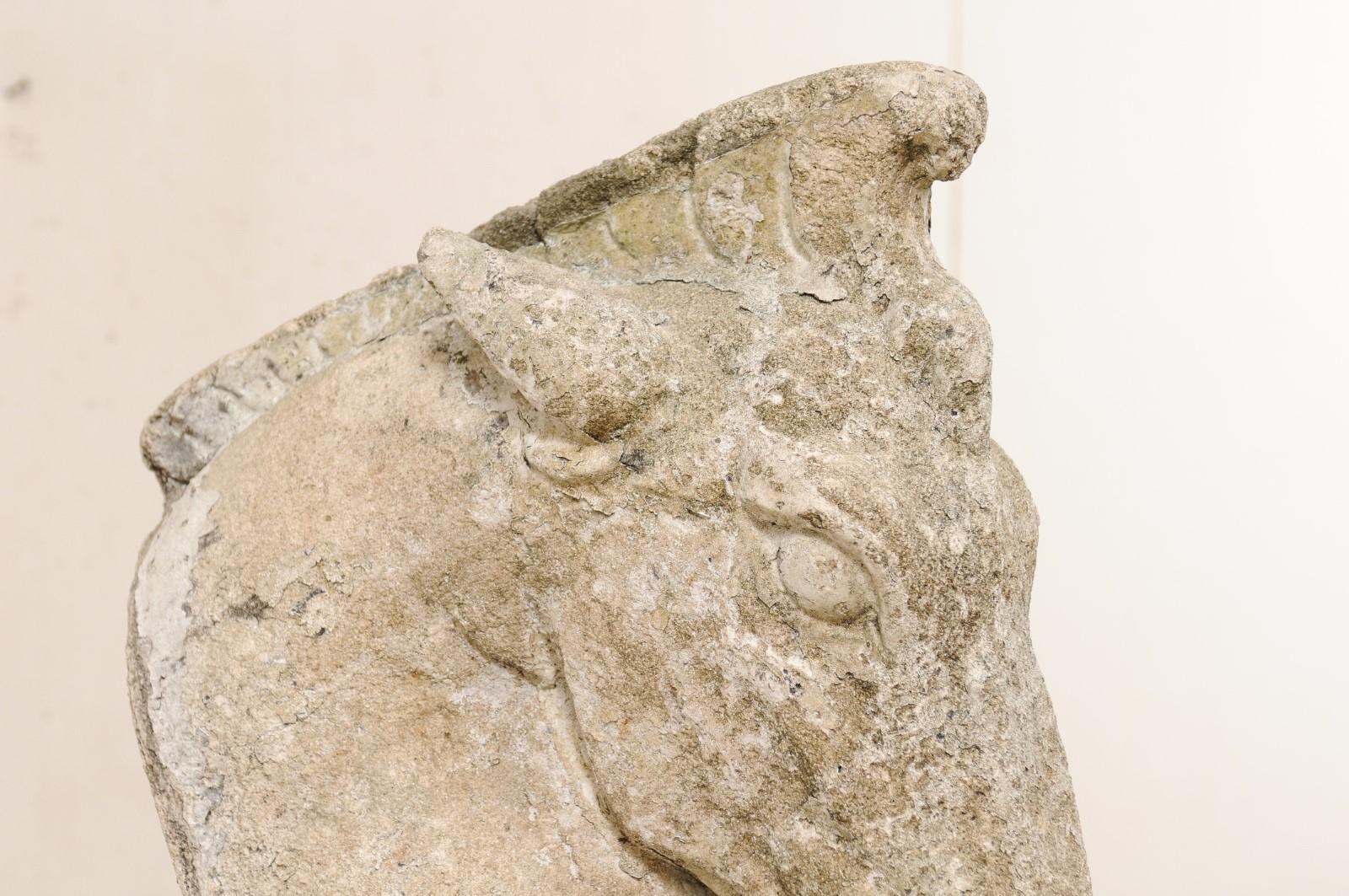 19th Century European Cast Stone Horse Head on Stand 4