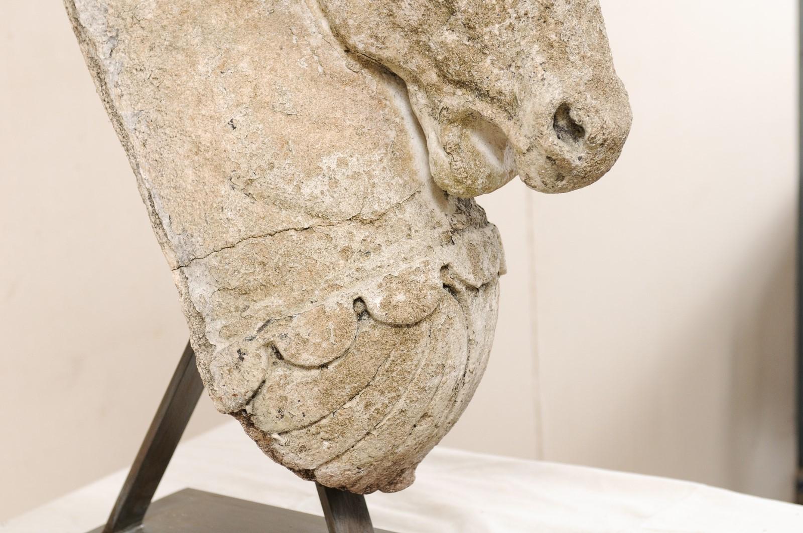 19th Century European Cast Stone Horse Head on Stand 5
