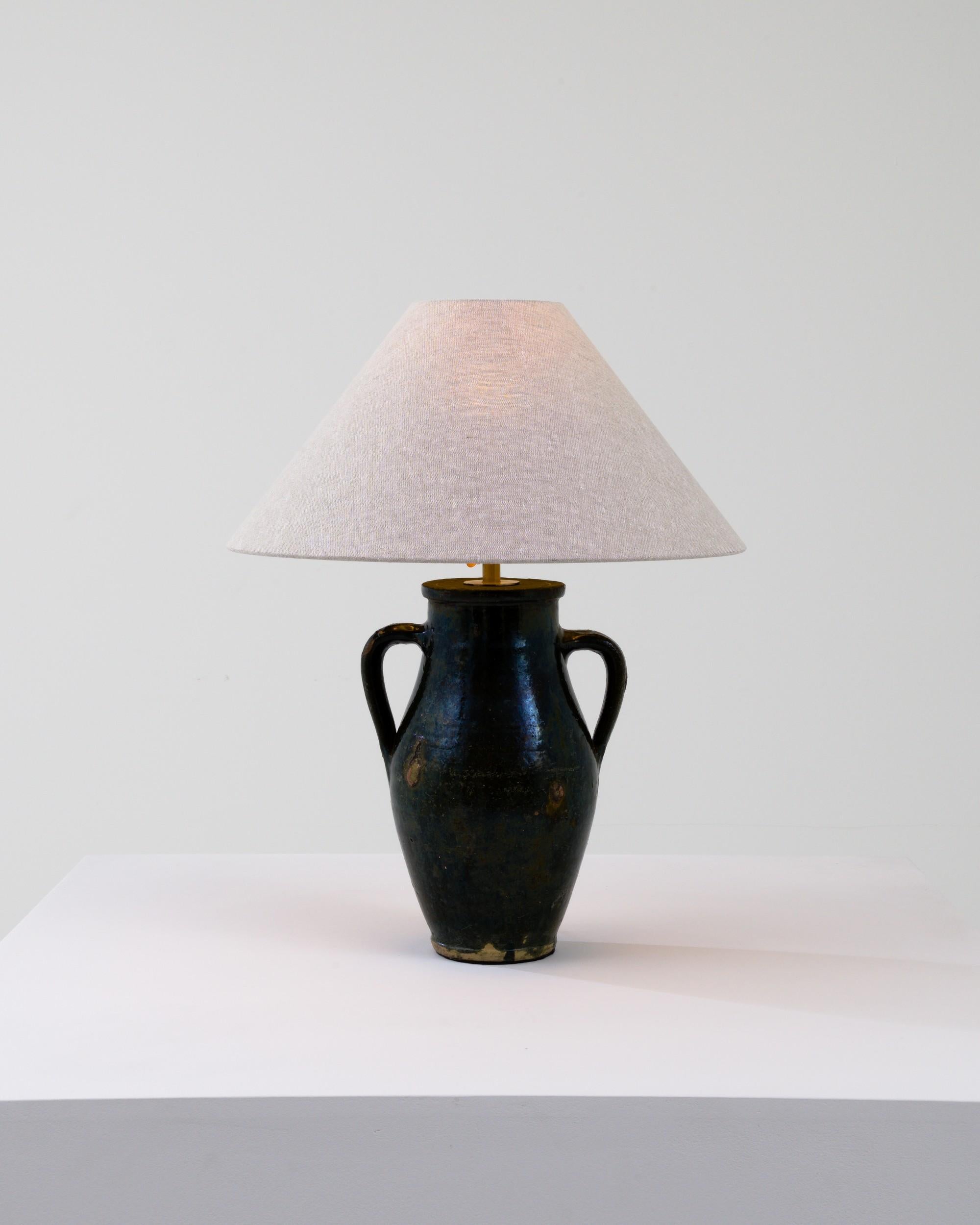 Country 19th Century European Ceramic Jar Table Lamp 