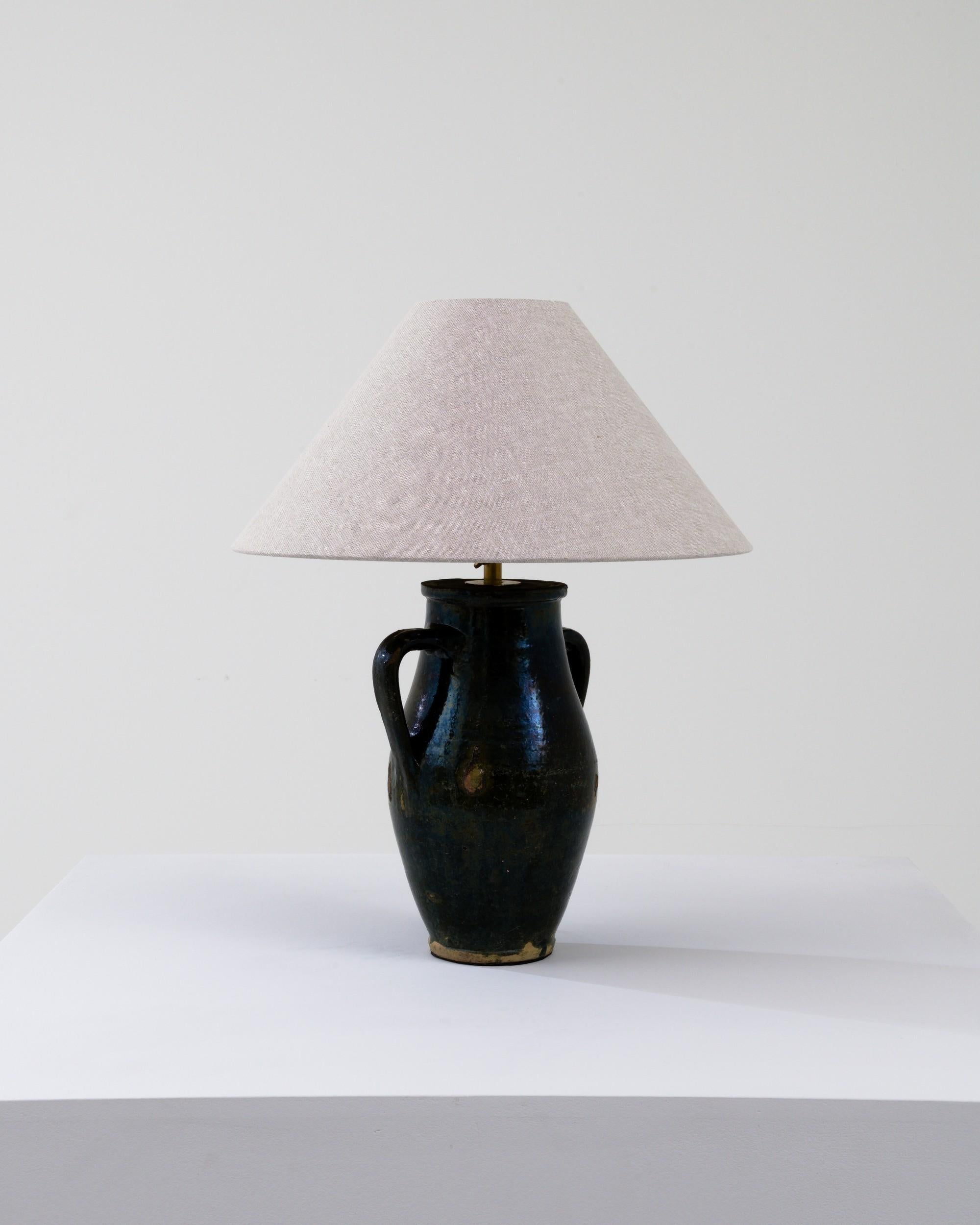 Brass 19th Century European Ceramic Jar Table Lamp 