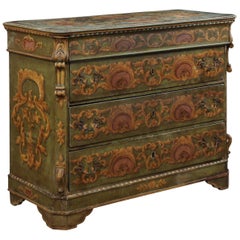 Commode européenne du 19ème siècle avec finition décorative d'origine peinte