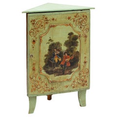 19th Century European Corner Cupboards in Painted Wood Depicting Musicians
