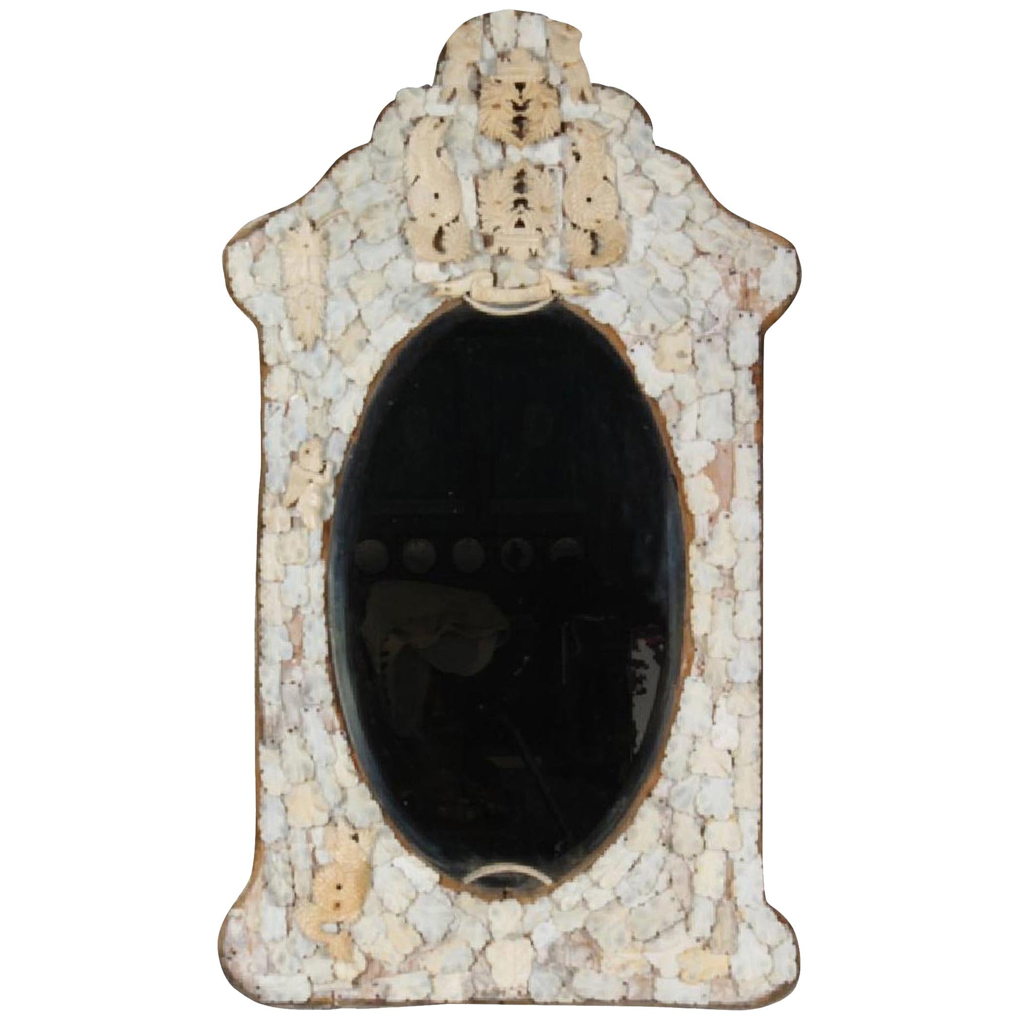 19th Century French Carved Bone Mirror