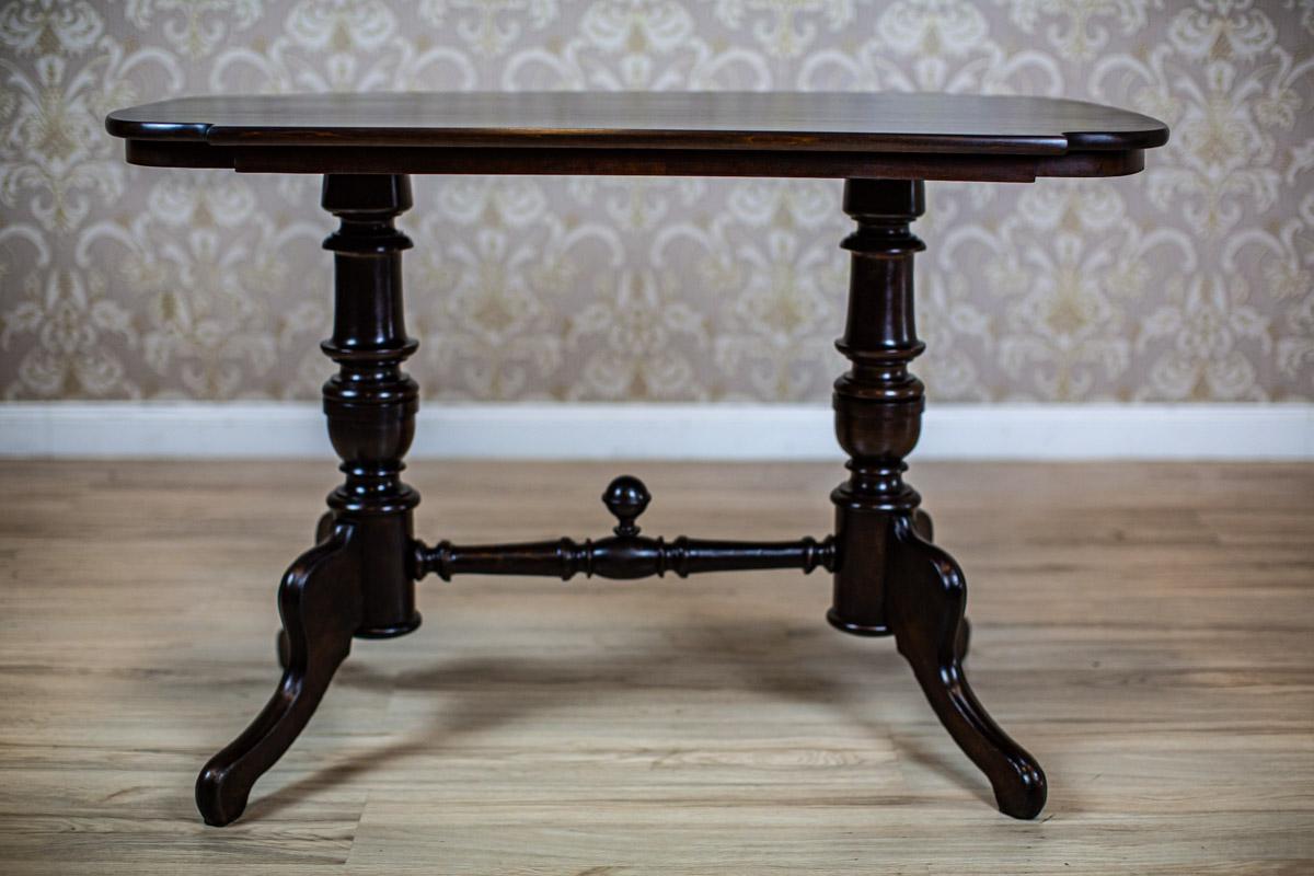 Veneer 19th Century European Eclectic Walnut Living Room Table in Black For Sale