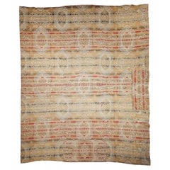 19th Century European Flatwoven Wool Rug, Allover Geometric Design, 9' x 12'