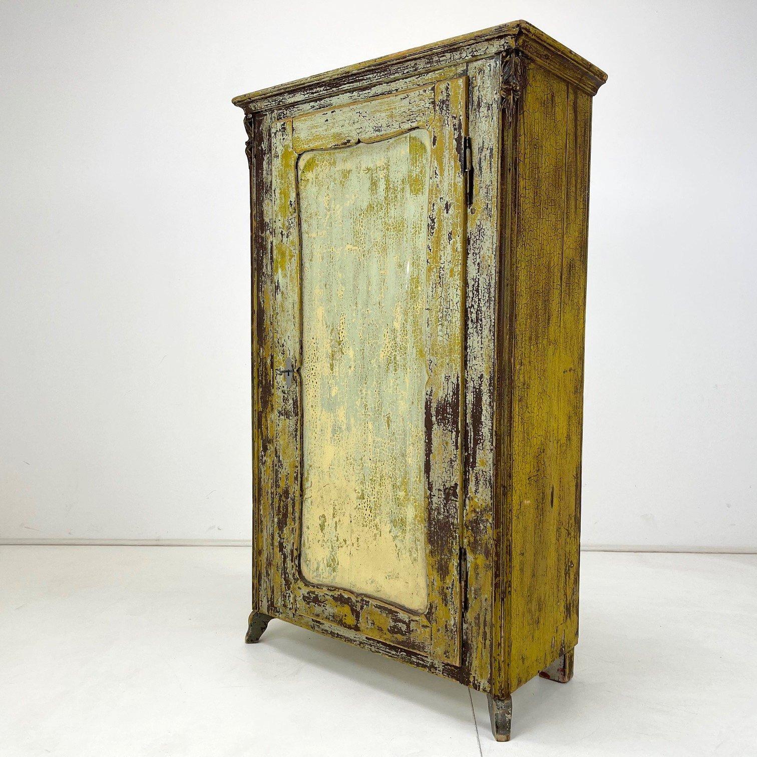 Rustic 19th Century European Food Cabinet with Original Patina For Sale
