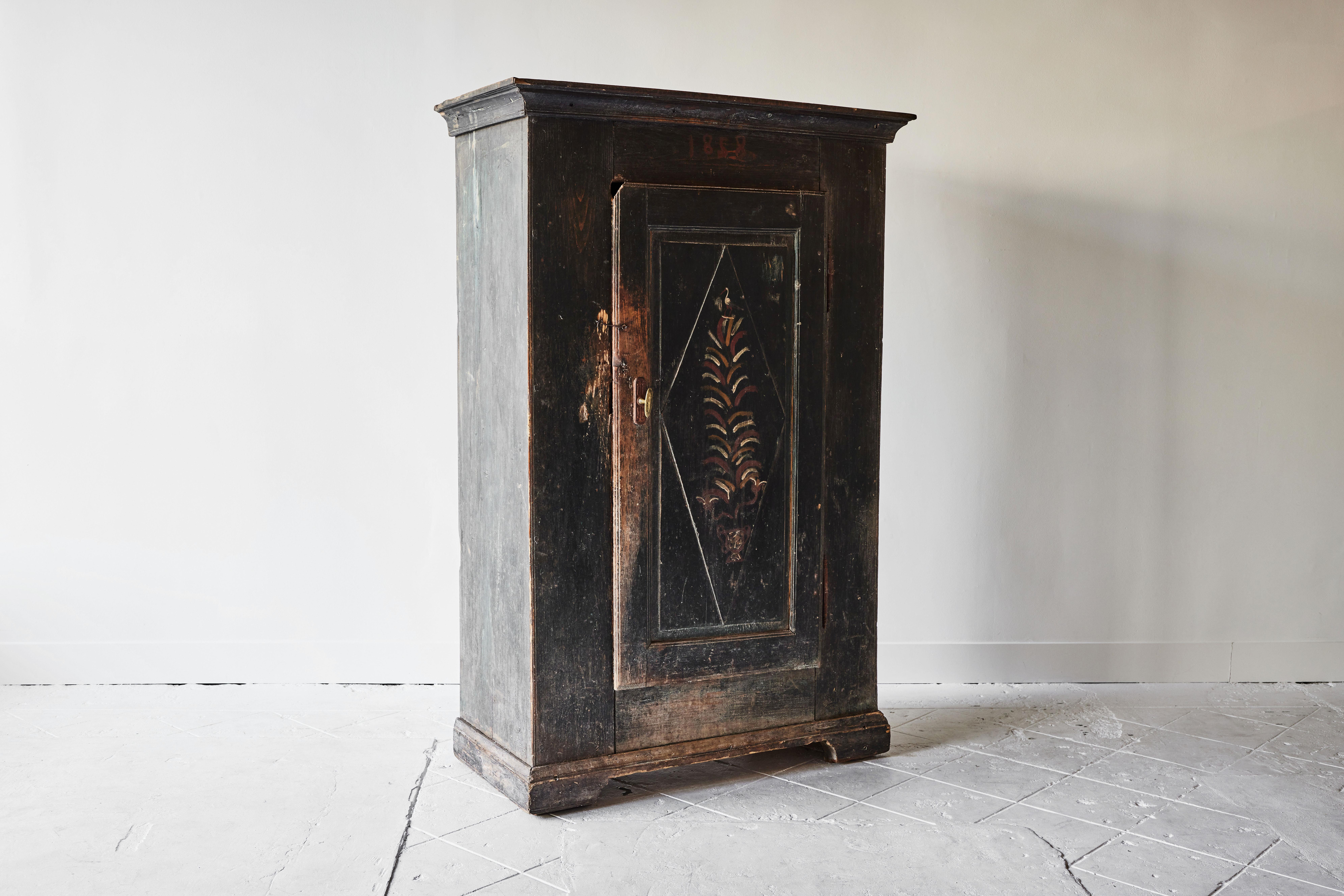 19th Century European Hand Painted Dowry Armoire 2