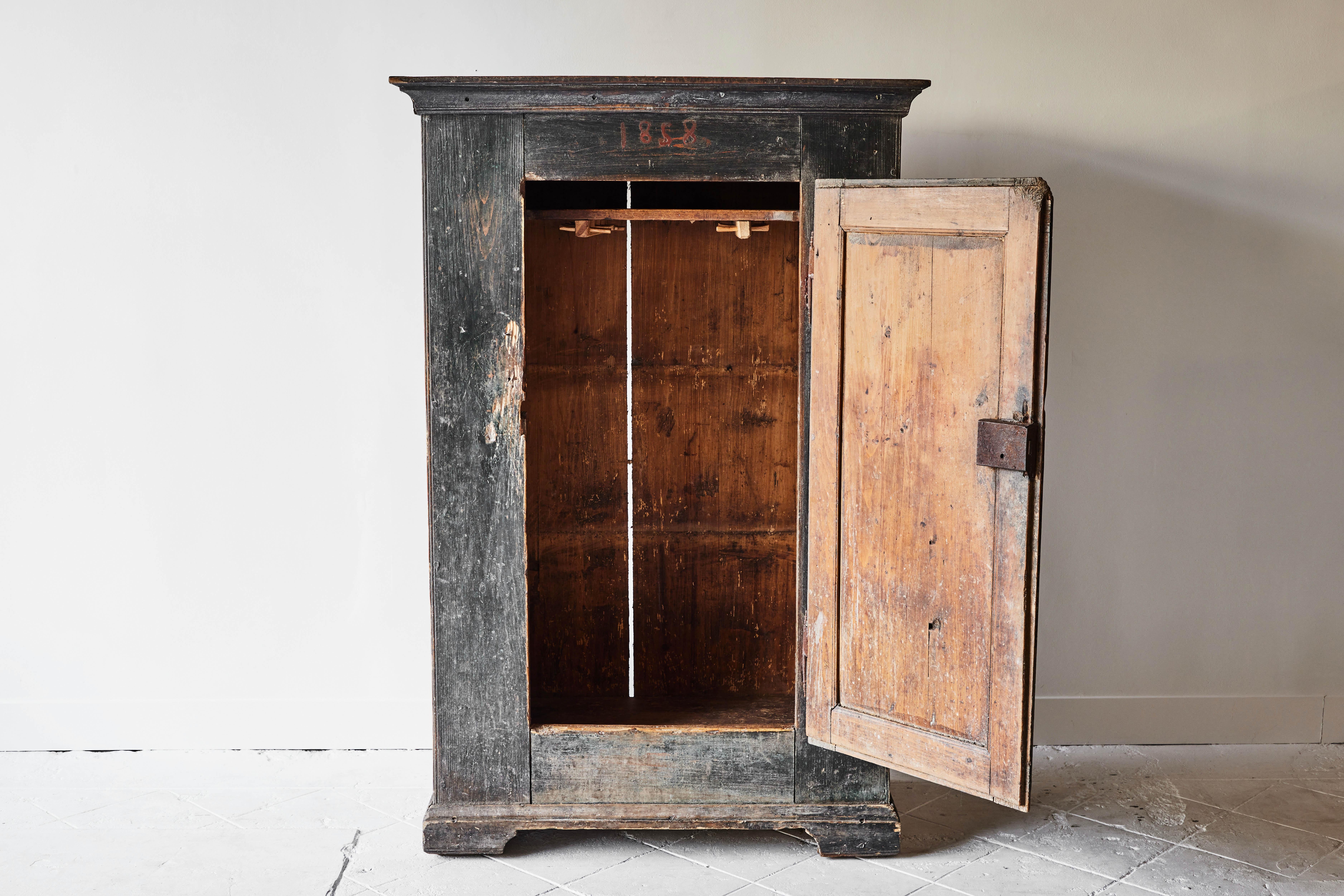 Hand-Painted 19th Century European Hand Painted Dowry Armoire