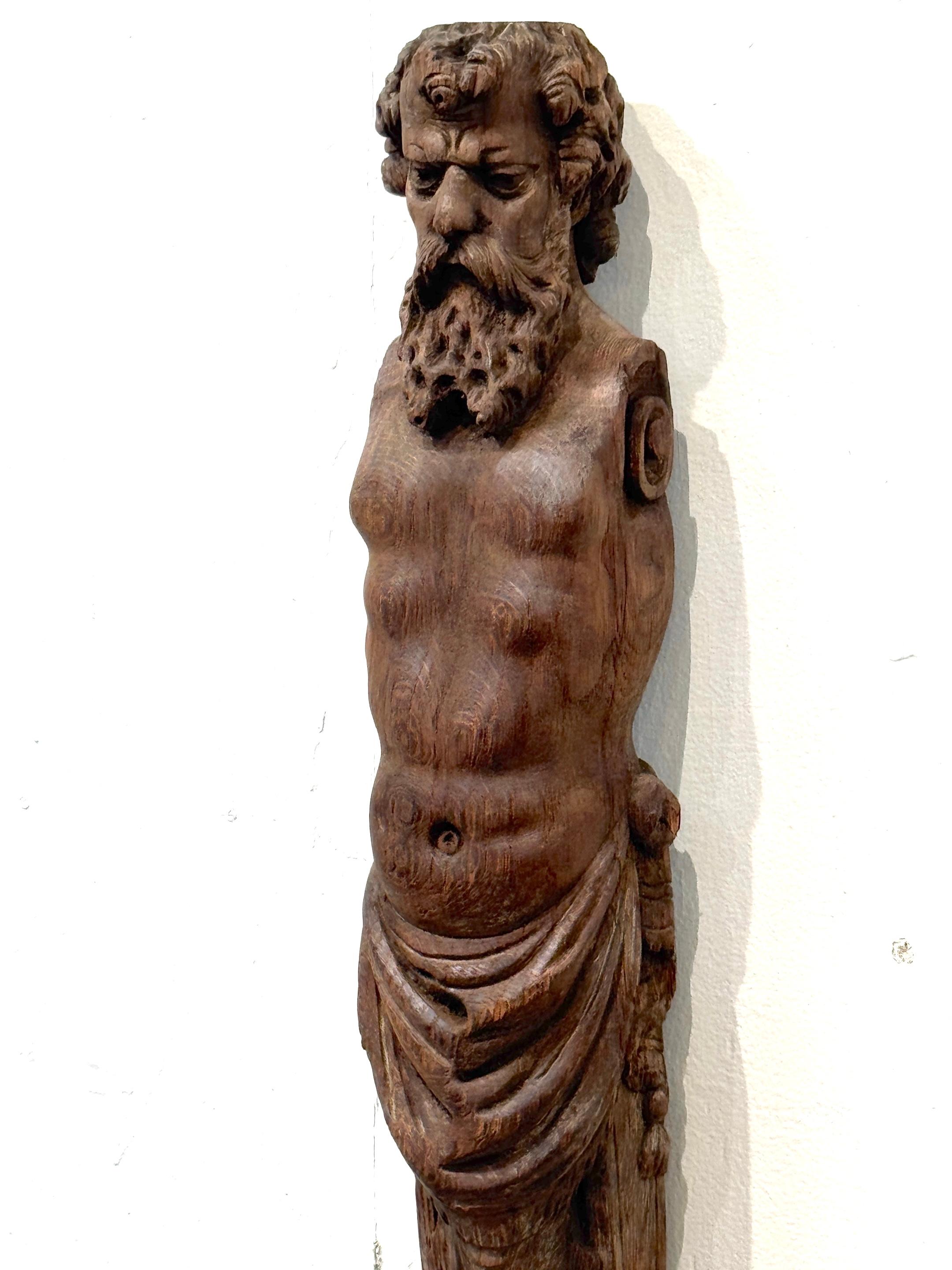 19th Century European Hercules Herm Architectural Carving For Sale 4