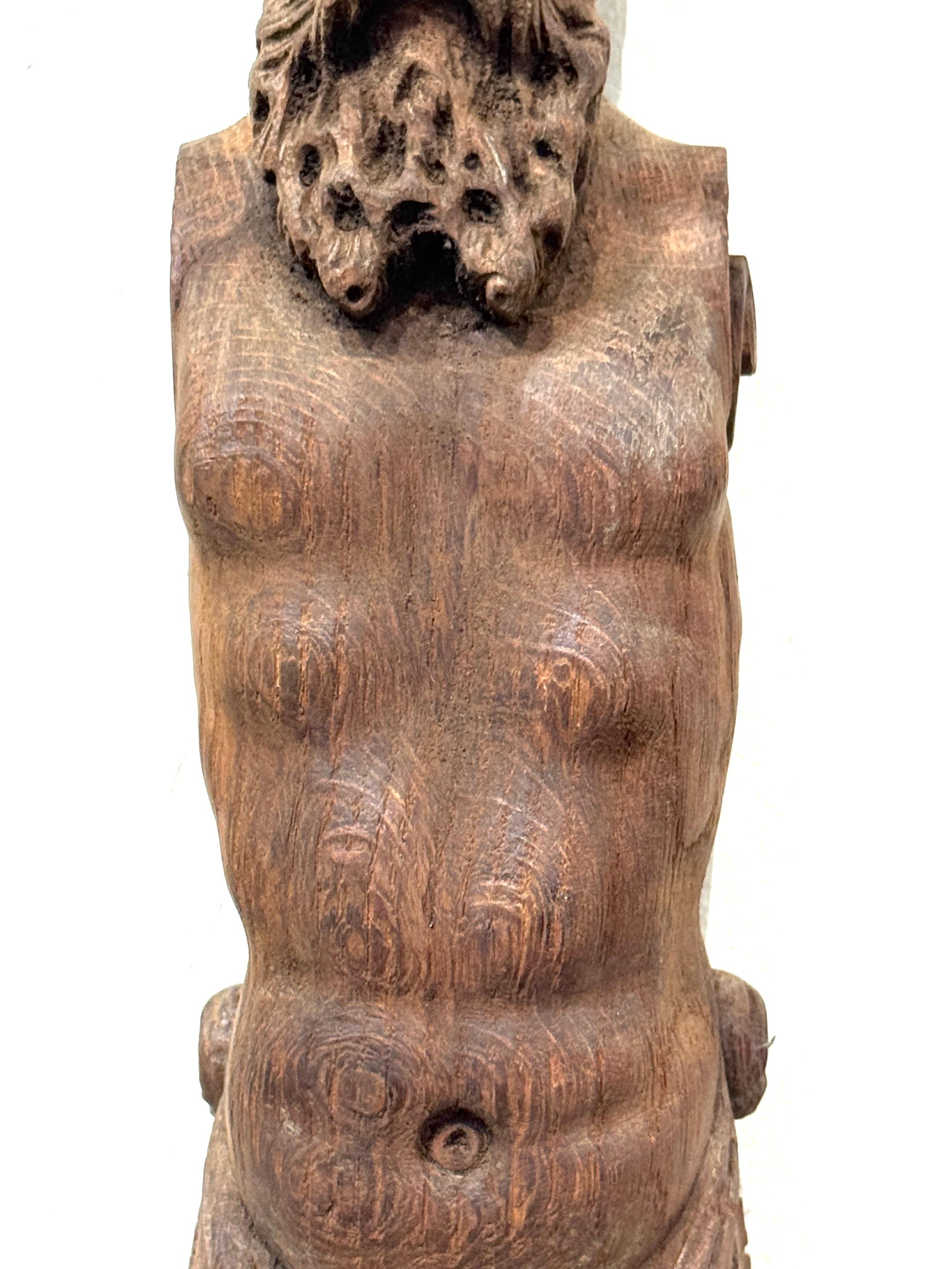 19th Century European Hercules Herm Architectural Carving For Sale 1