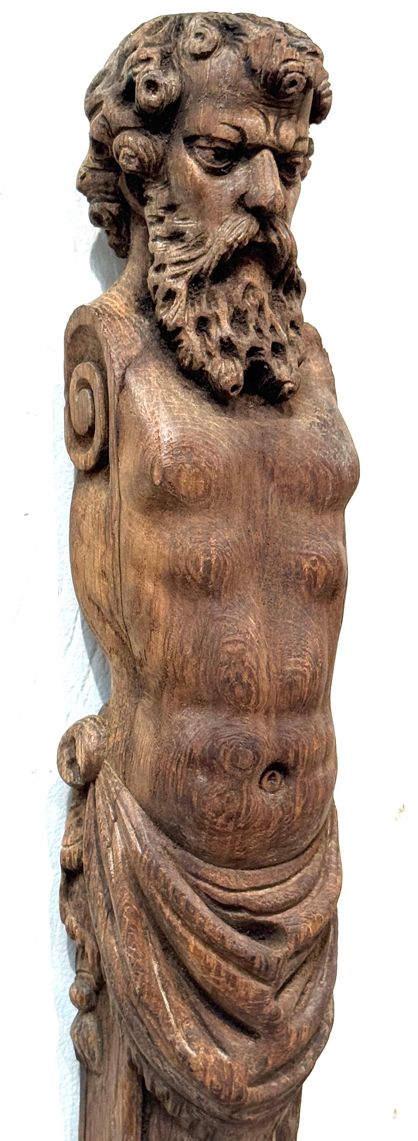 19th Century European Hercules Herm Architectural Carving For Sale 2