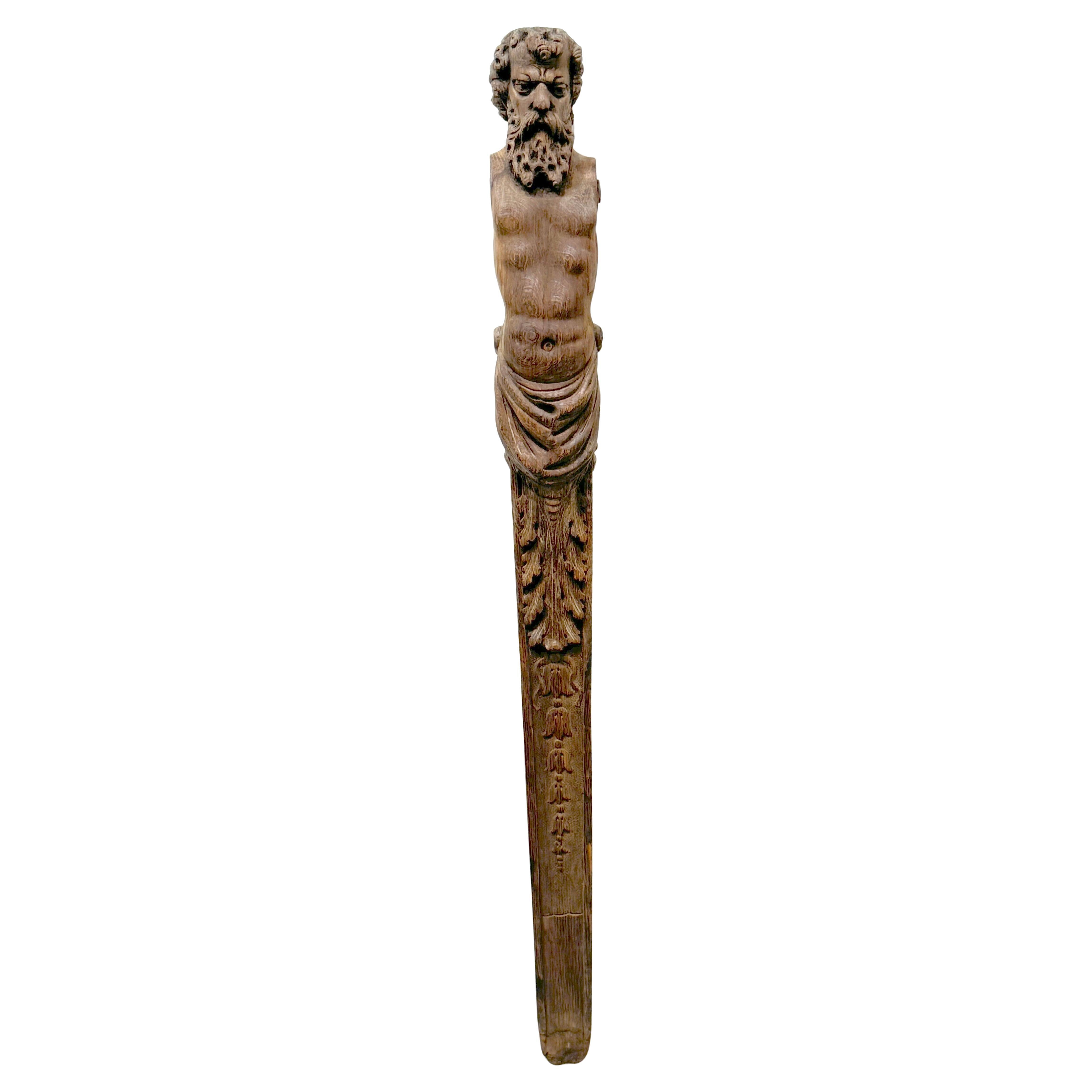 19th Century European Hercules Herm Architectural Carving For Sale