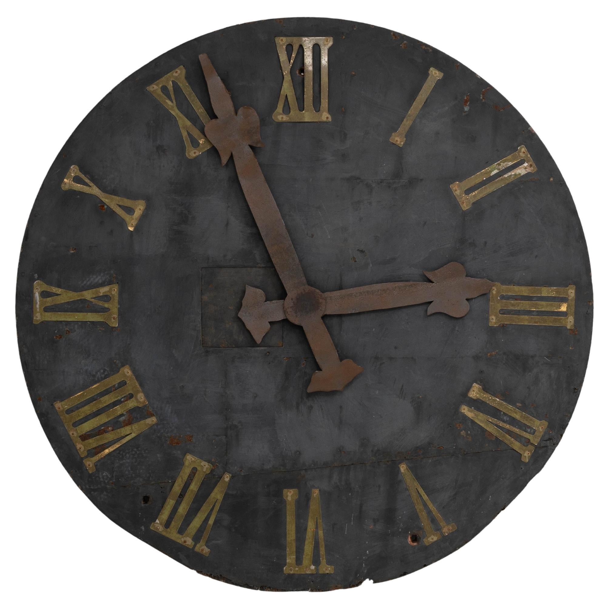 19th Century European Industrial Metal Wall Clock Face im Angebot