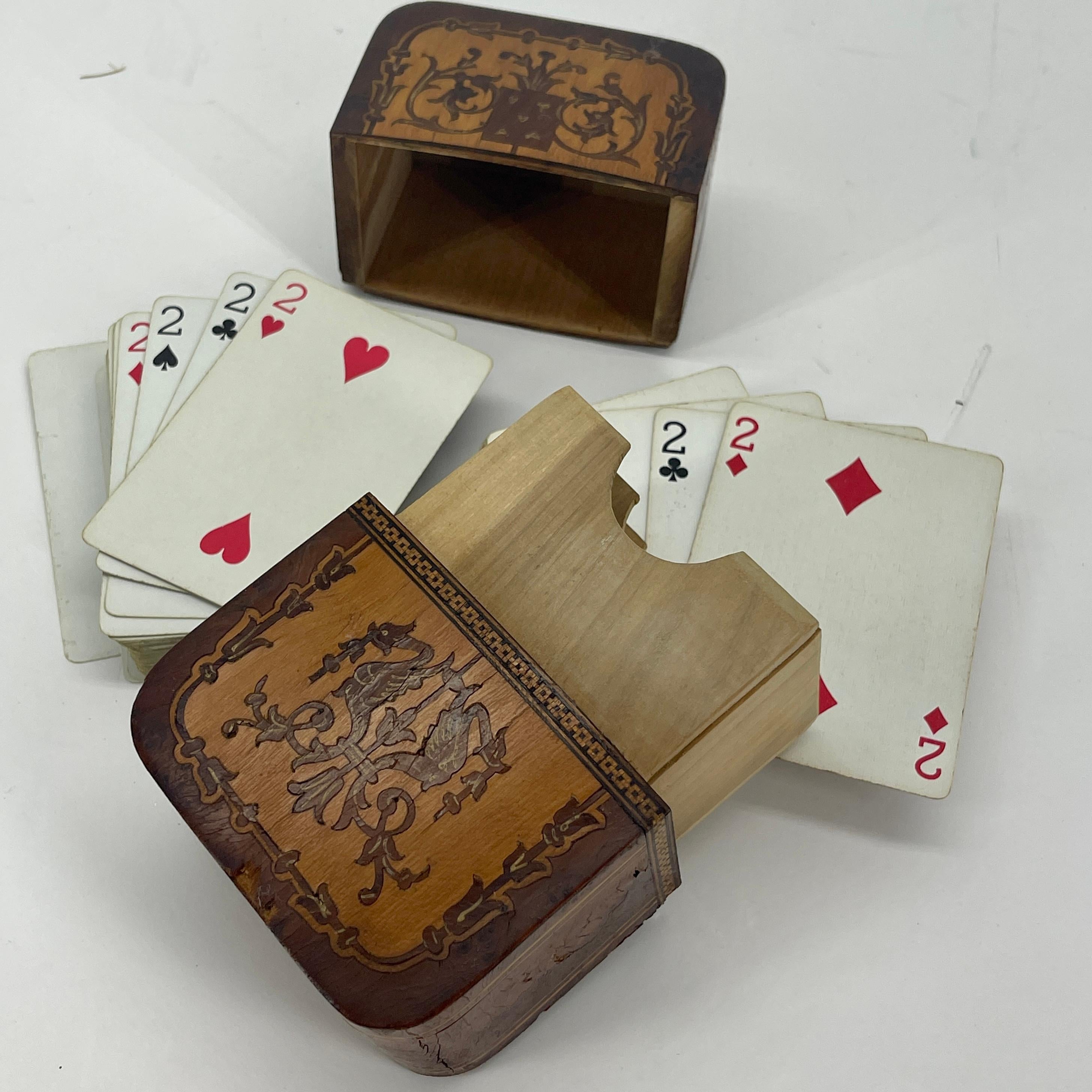 19th Century European Inlaid Box For 2 Sets of Playing Cards  4