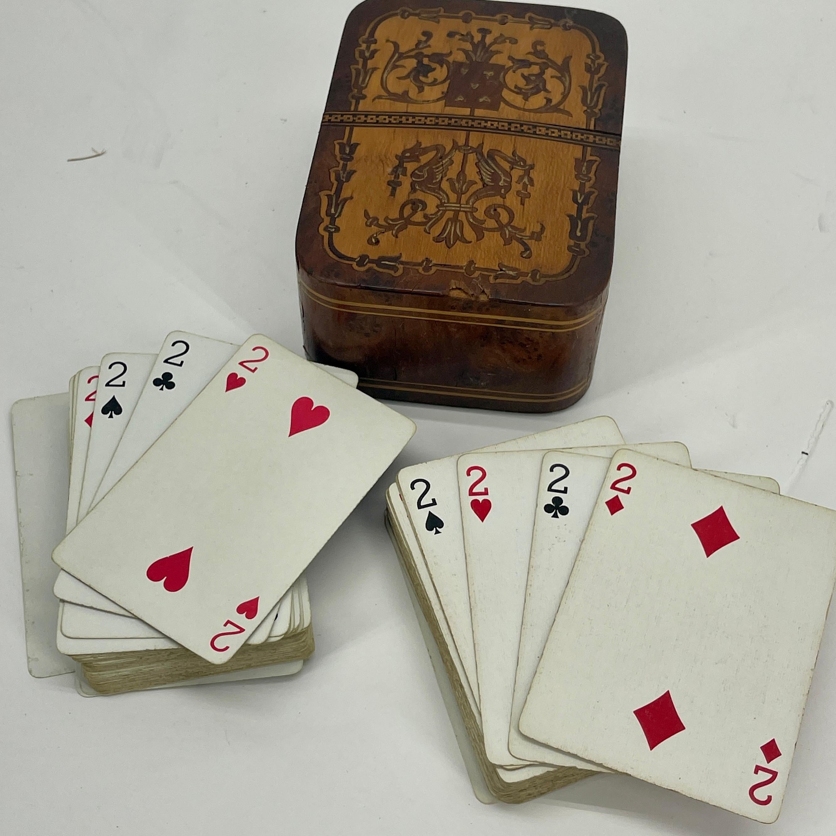 19th Century European Inlaid Box For 2 Sets of Playing Cards  6