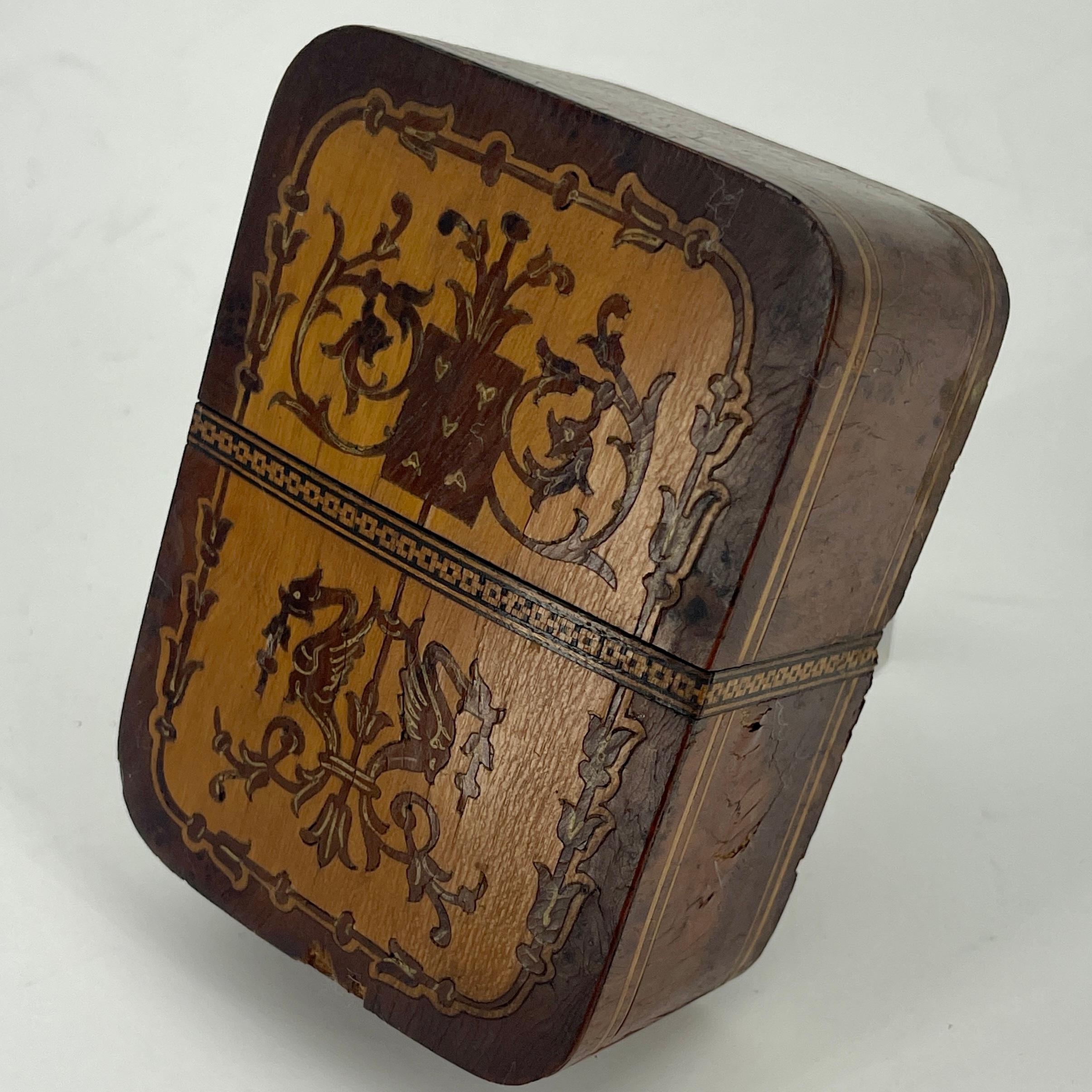 Empire 19th Century European Inlaid Box For 2 Sets of Playing Cards 