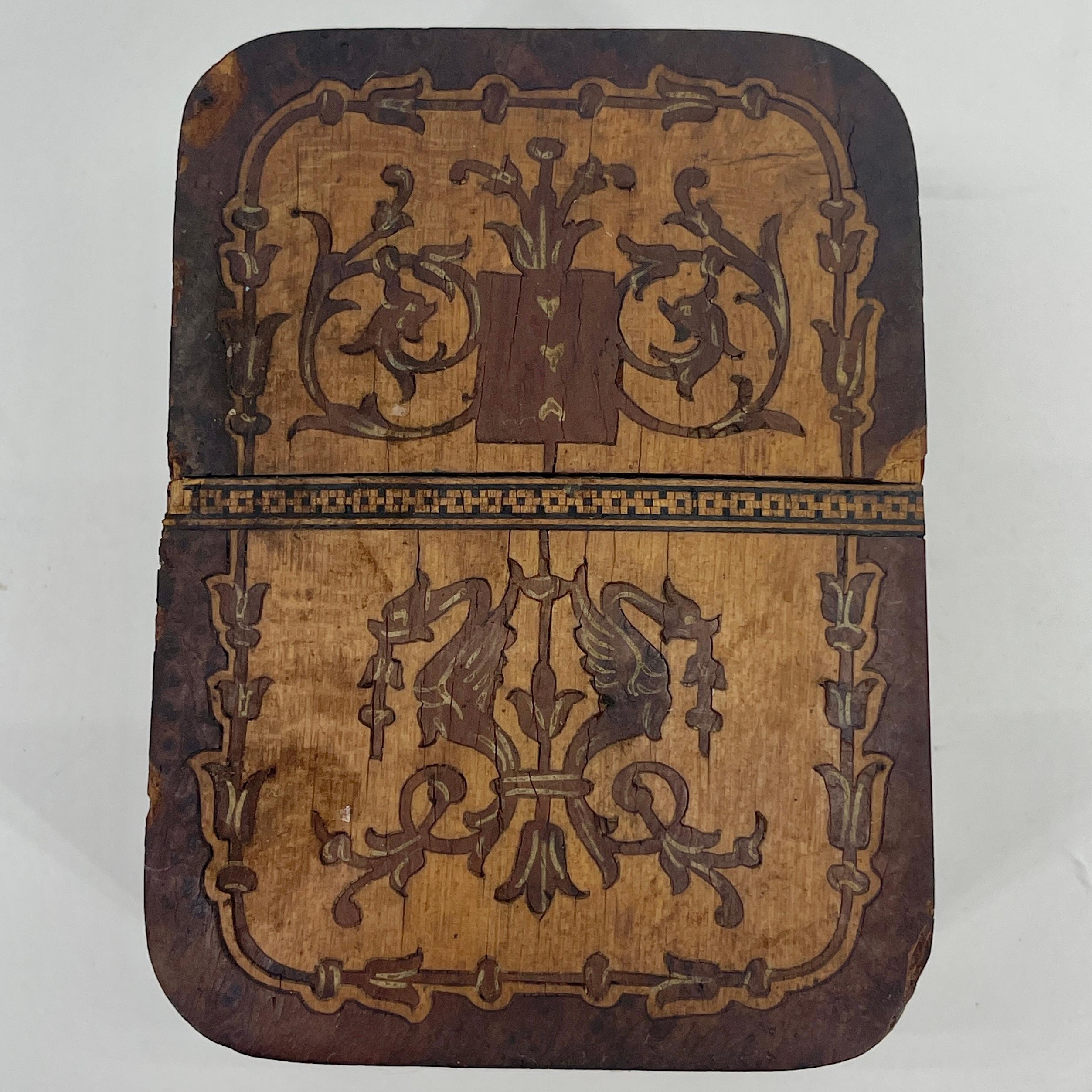 19th Century European Inlaid Box For 2 Sets of Playing Cards  In Good Condition In Haddonfield, NJ