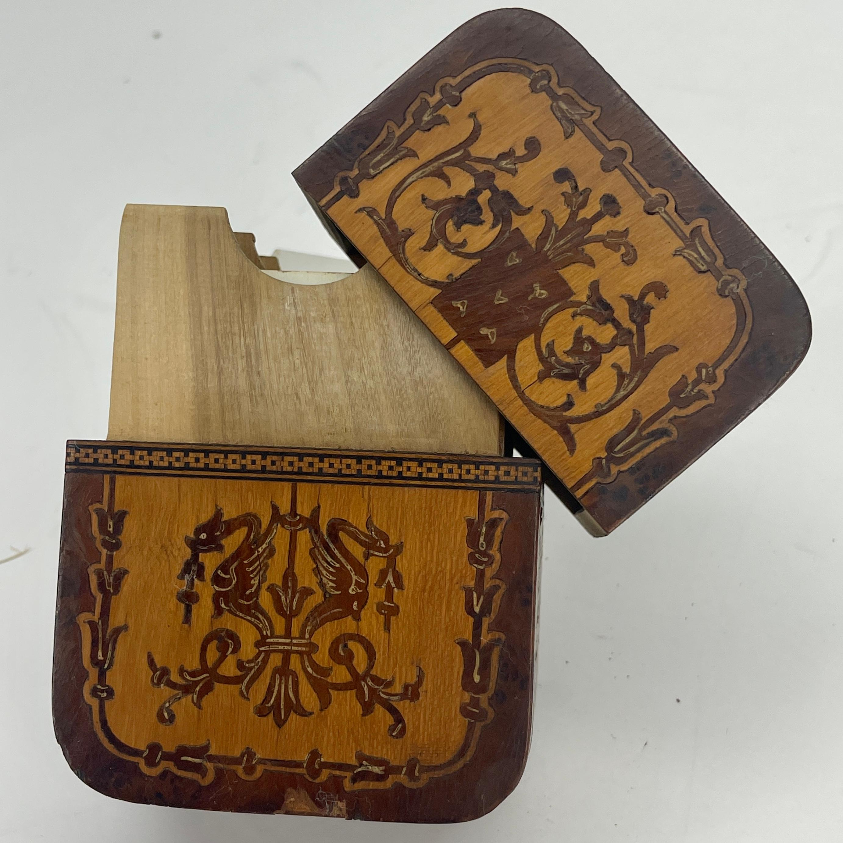 19th Century European Inlaid Box For 2 Sets of Playing Cards  1