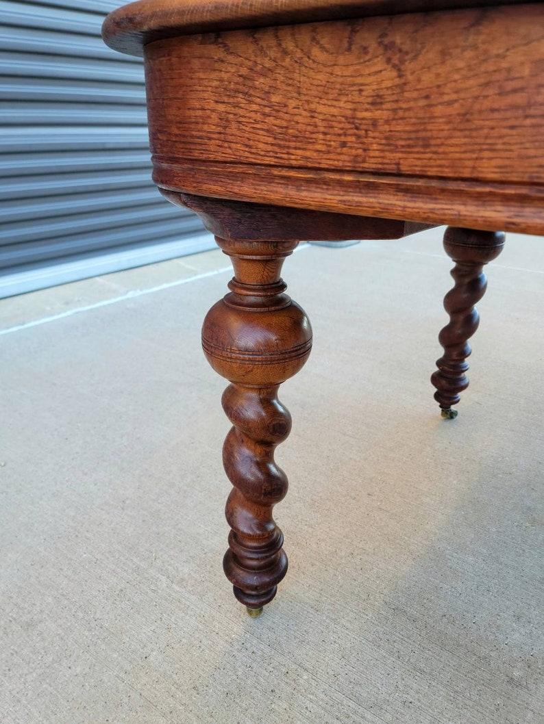 19th Century European Oak Extension Table with Barley Twist Legs In Good Condition In Forney, TX