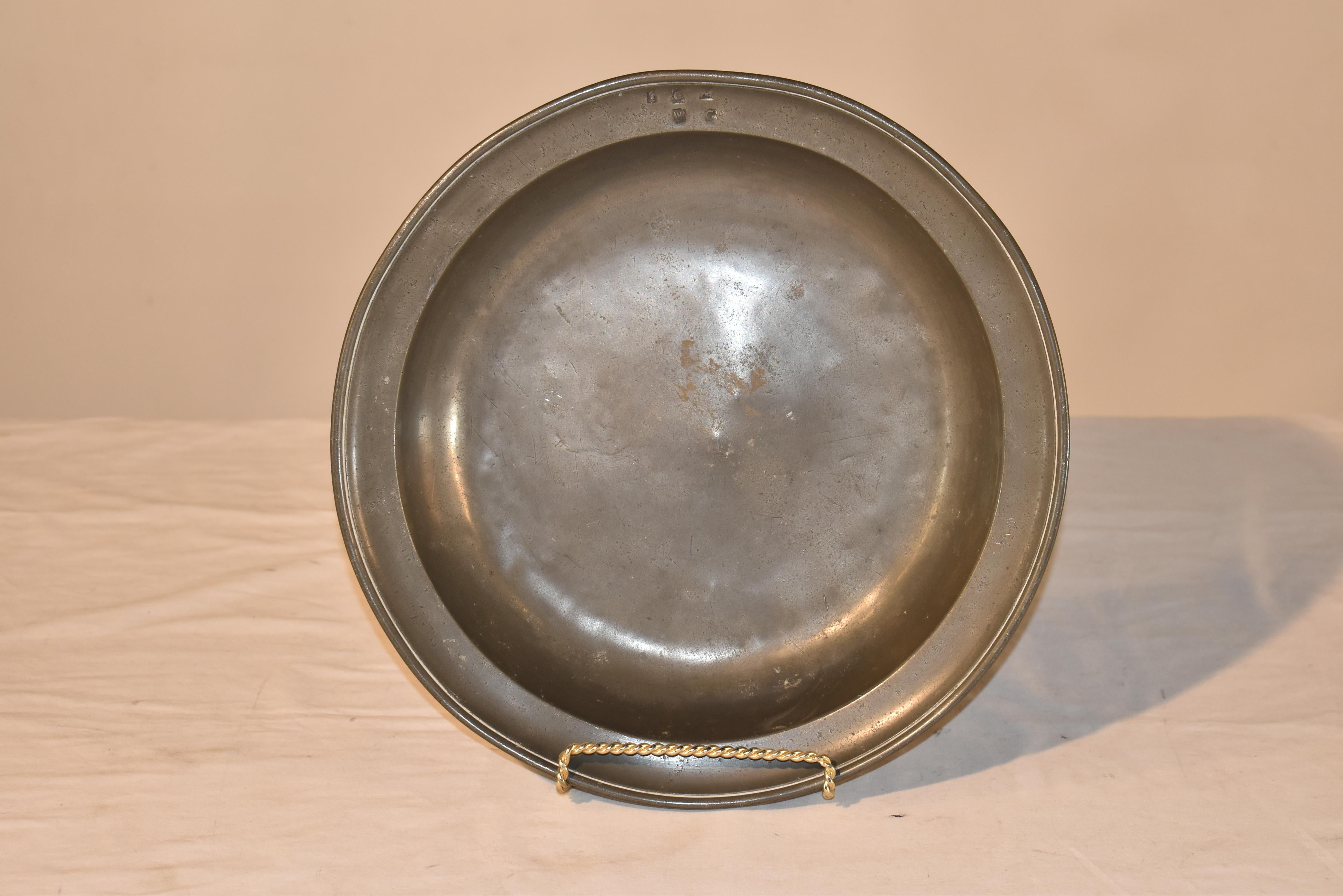 19th Century European Pewter Bowl en Bueno estado para la venta en High Point, NC