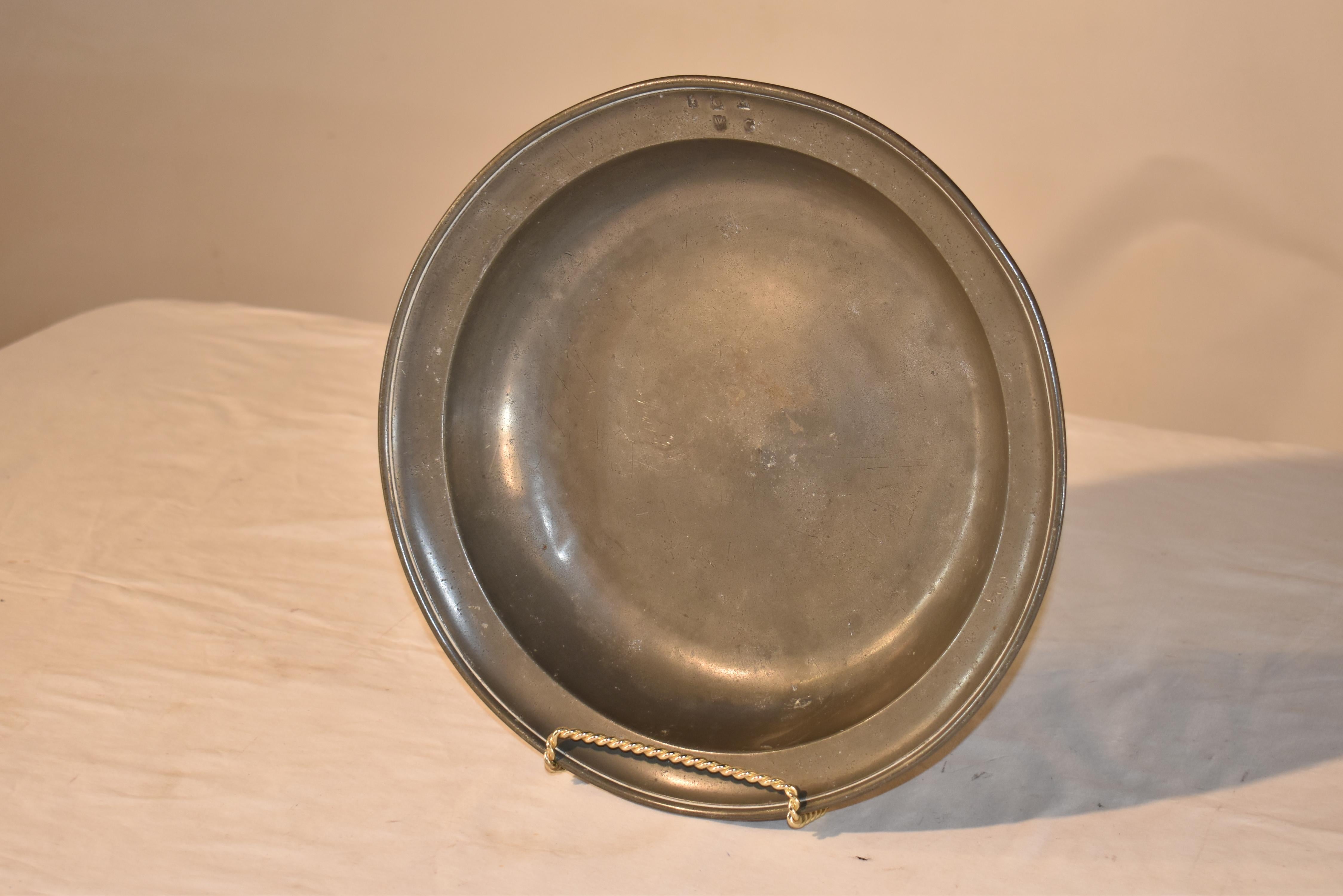 19th Century European Pewter Bowl Peltre en venta