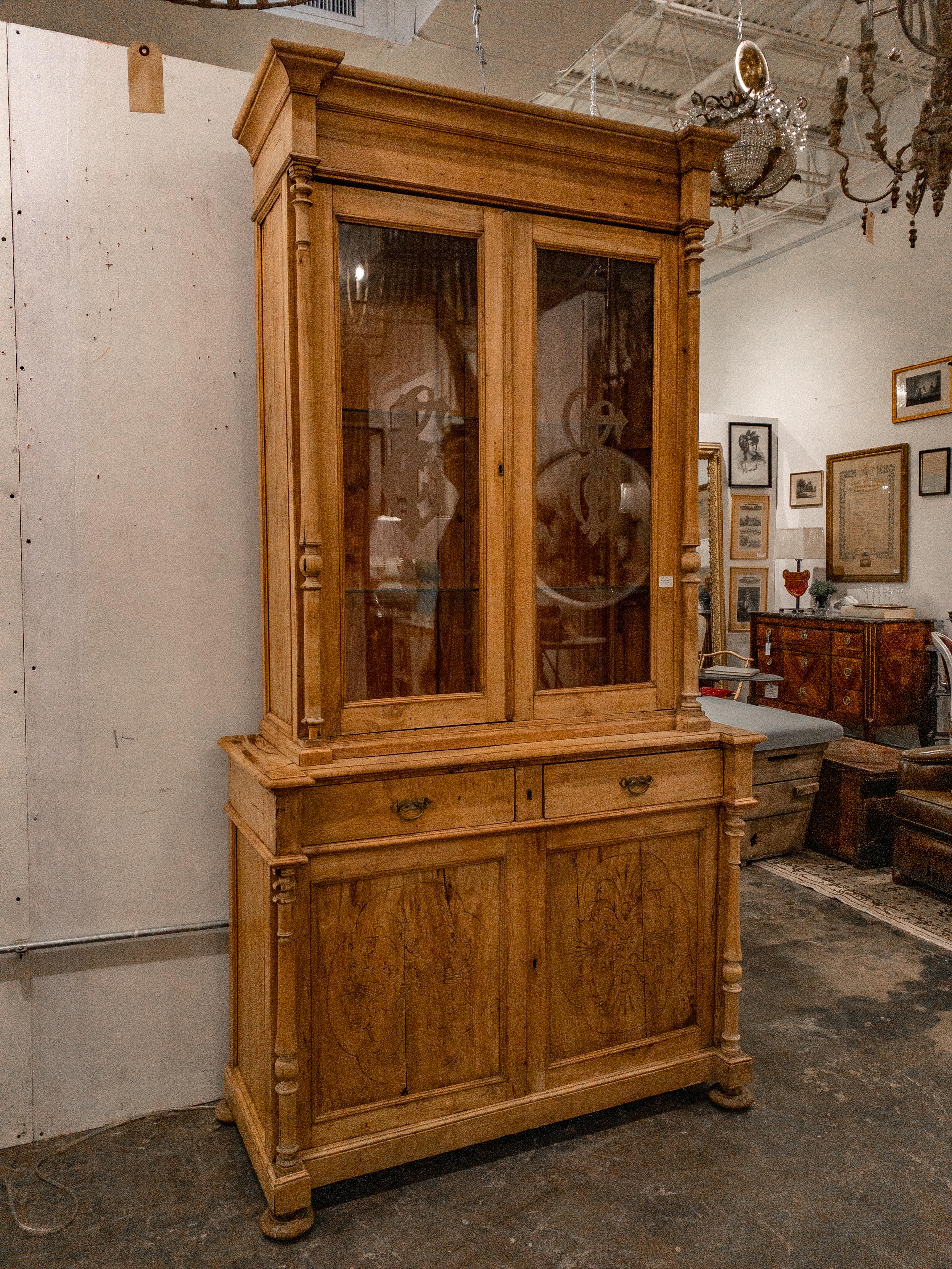 19th Century European Pine Bookcase In Fair Condition For Sale In Houston, TX