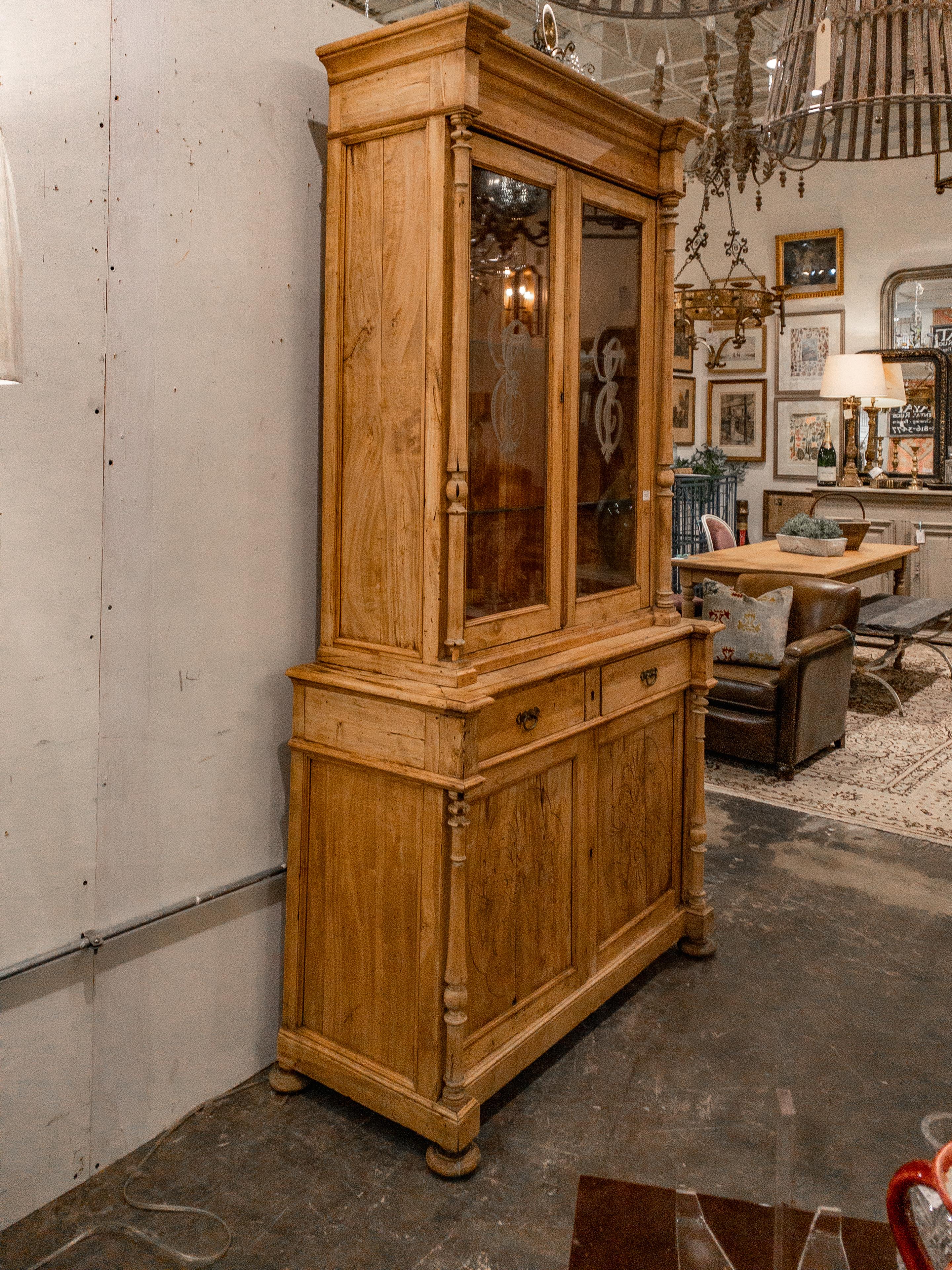 Glass 19th Century European Pine Bookcase For Sale