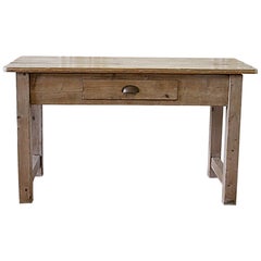 19th Century European Pine Console Table with Drawer