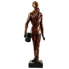 Antique 19th Century European Polychrome Carved Wood Figure of a Dickensian Character