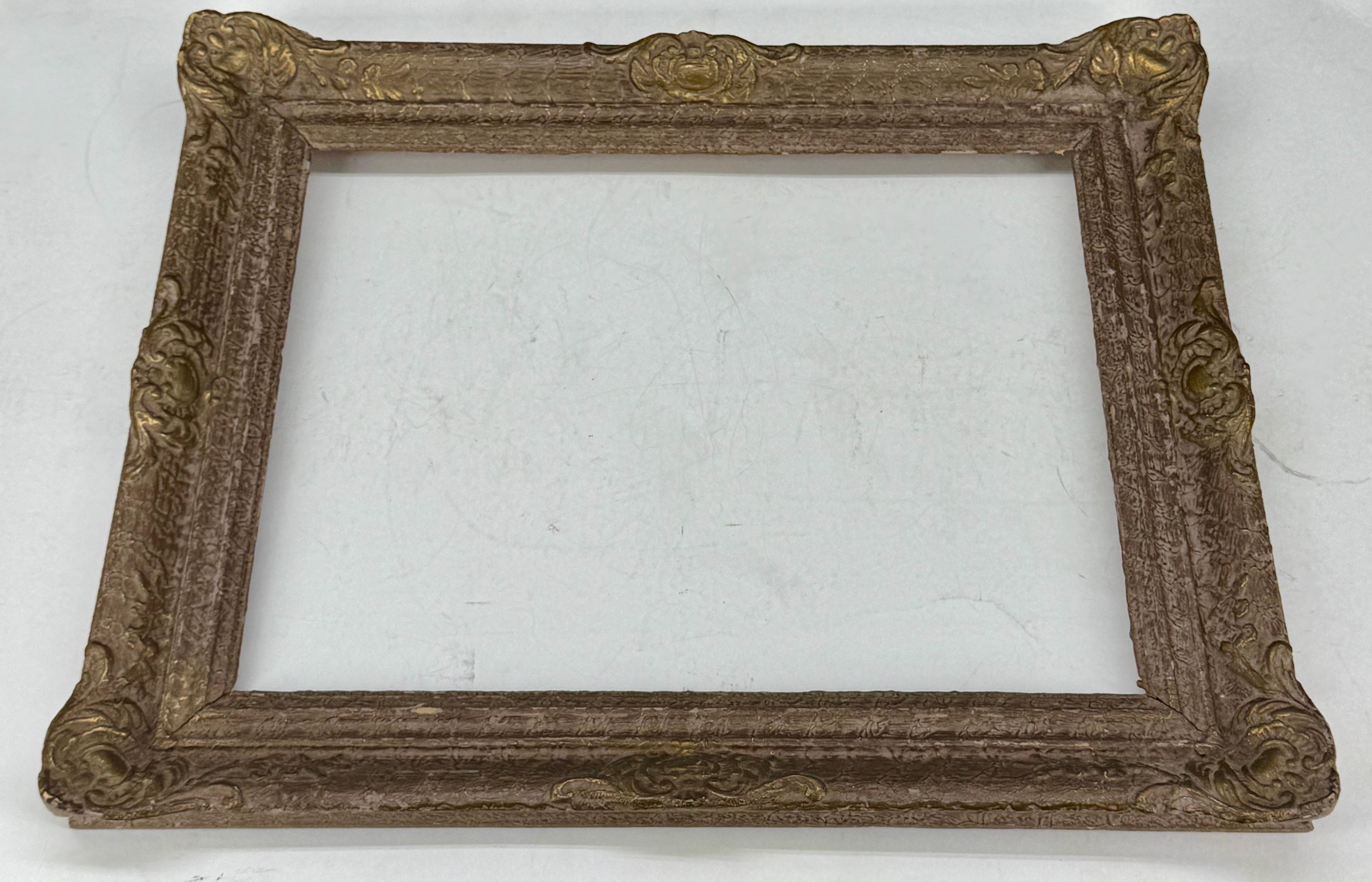 Rococo Cadre d'art européen rectangulaire en bois doré du 19e siècle en vente