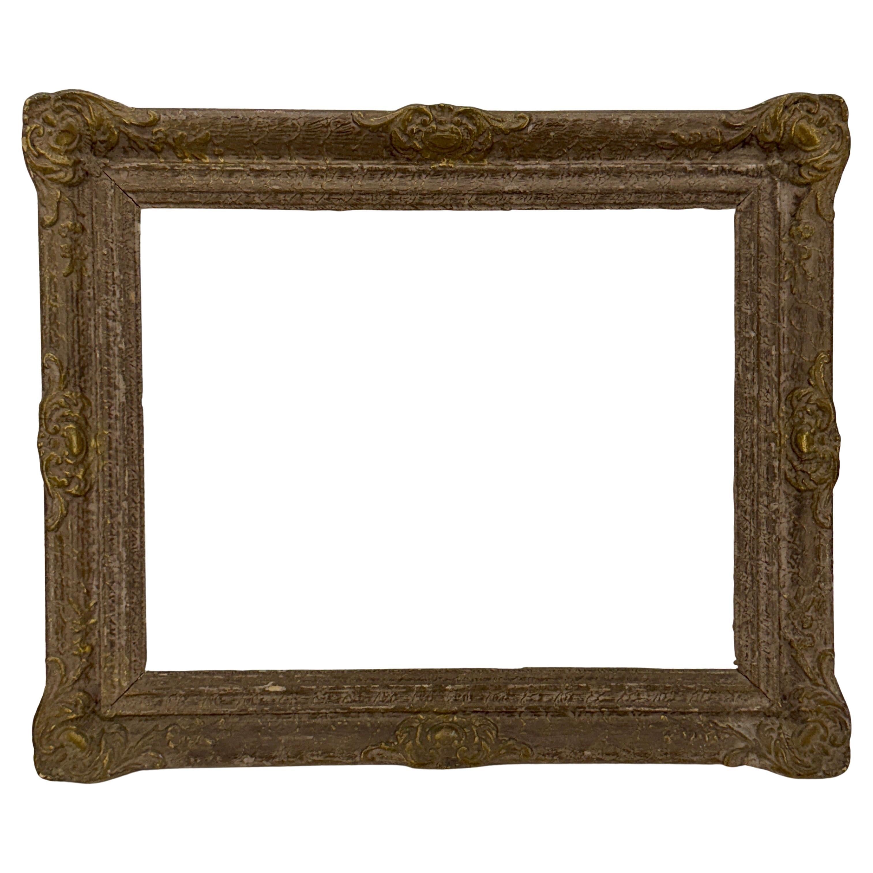 Cadre d'art européen rectangulaire en bois doré du 19e siècle