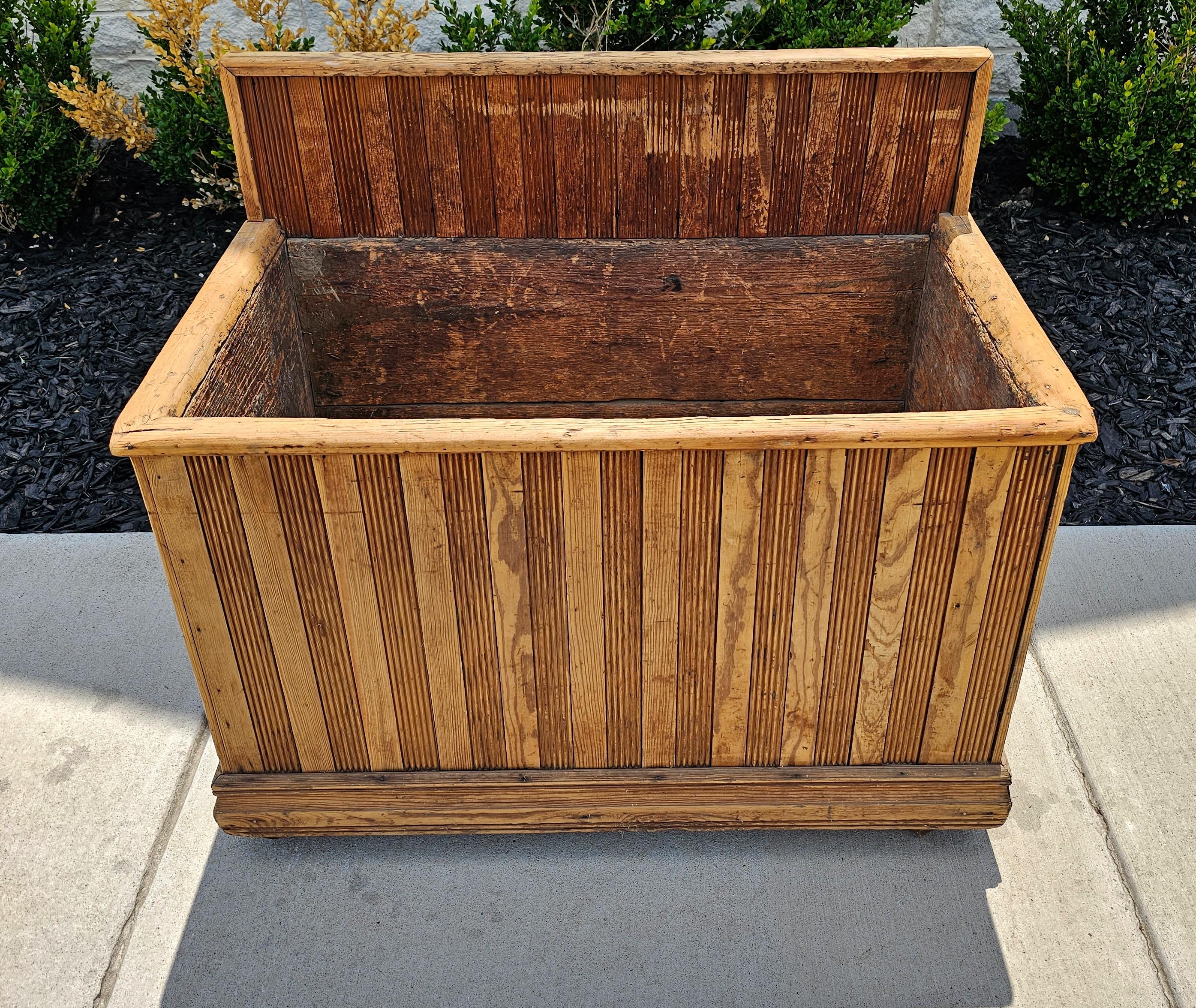 19th Century European Rolling Firewood Bin Storage Chest In Good Condition For Sale In Forney, TX