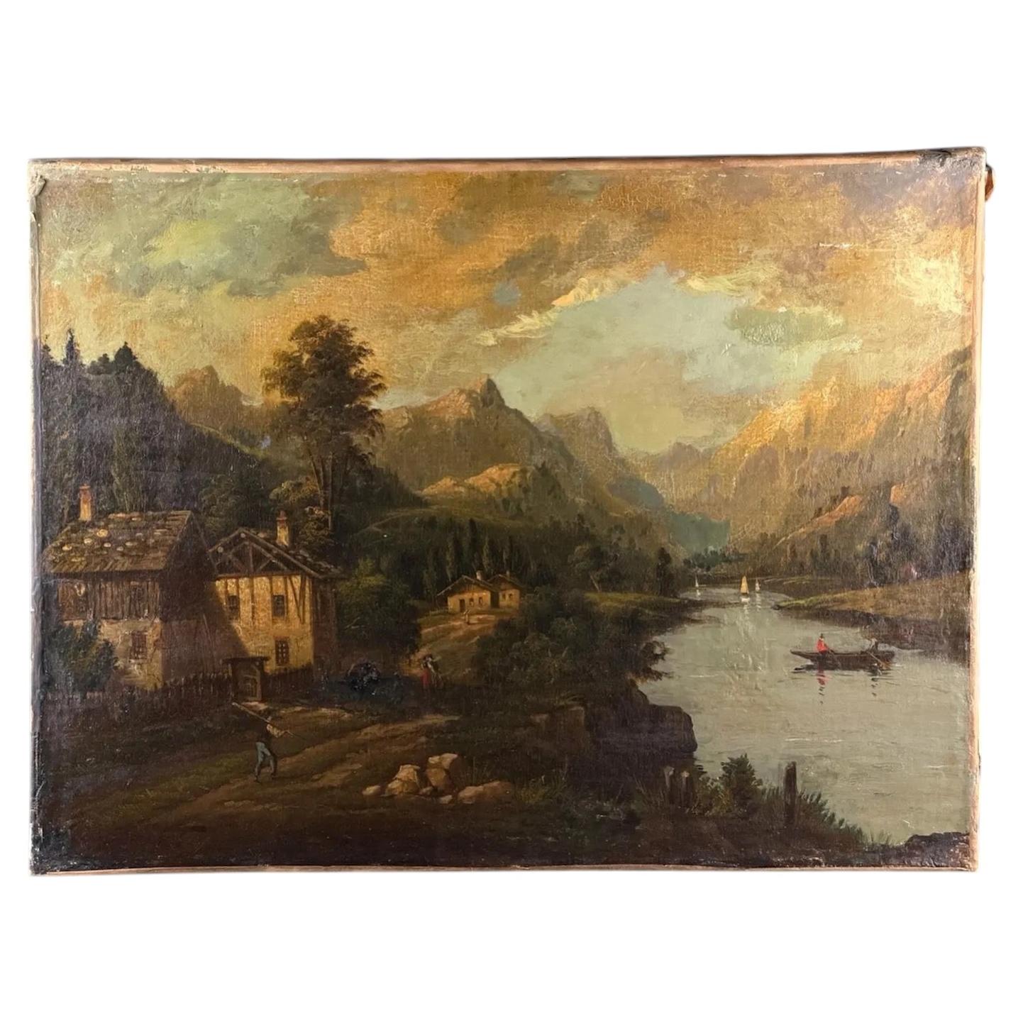 19th Century European Romantic Landscape Painting, G. Wynant, Oil on Canvas