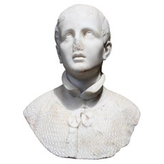 19th Century European School Marble Bust Desk Choir Boy