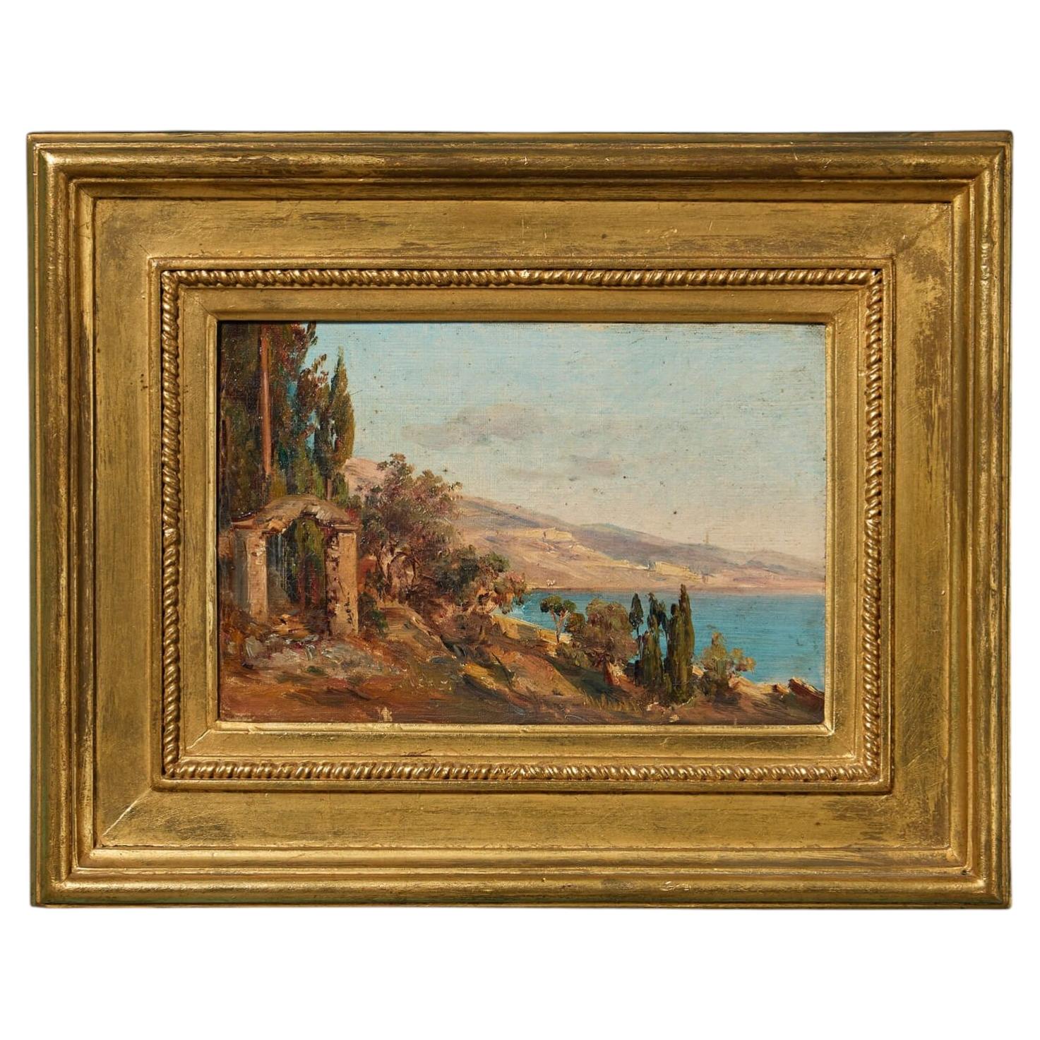 École européenne du XIXe siècle – Huile sur toile – Scène côtière en vente