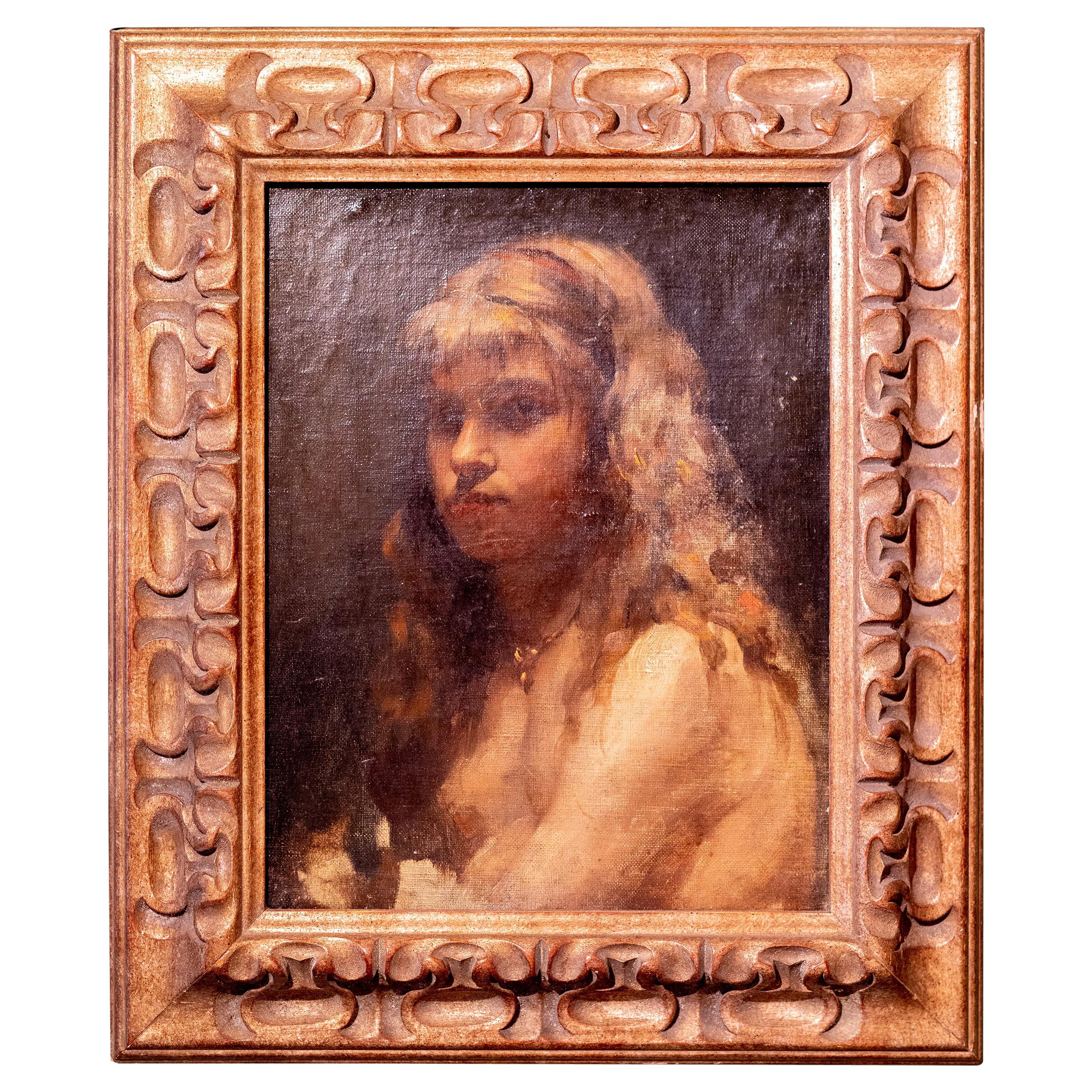 19th Century European School Painting of a Young Girl