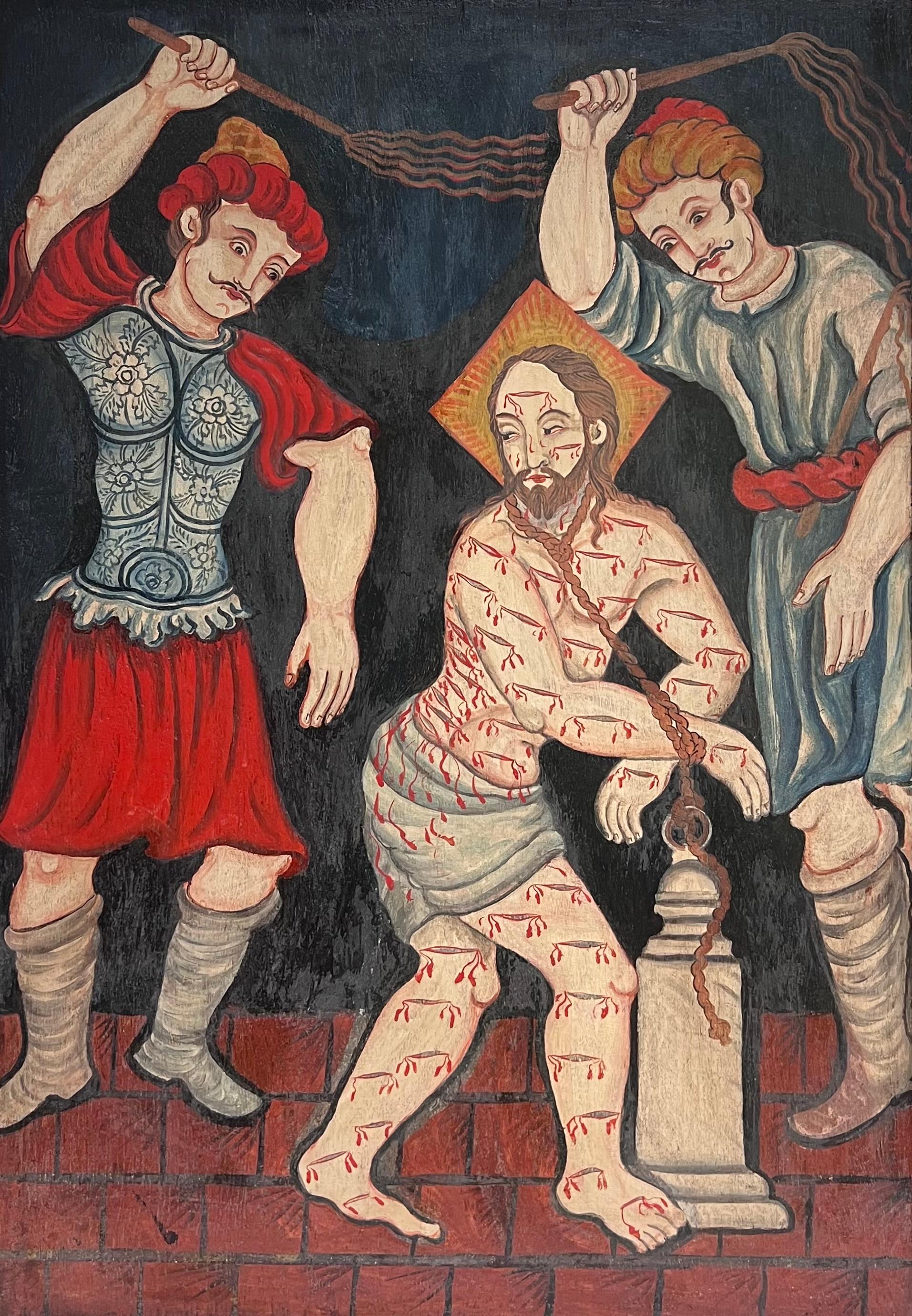 Die Geißelung Christi Antikes Öl auf Holz Tafelgemälde (Alte Meister), Painting, von 19th Century European School