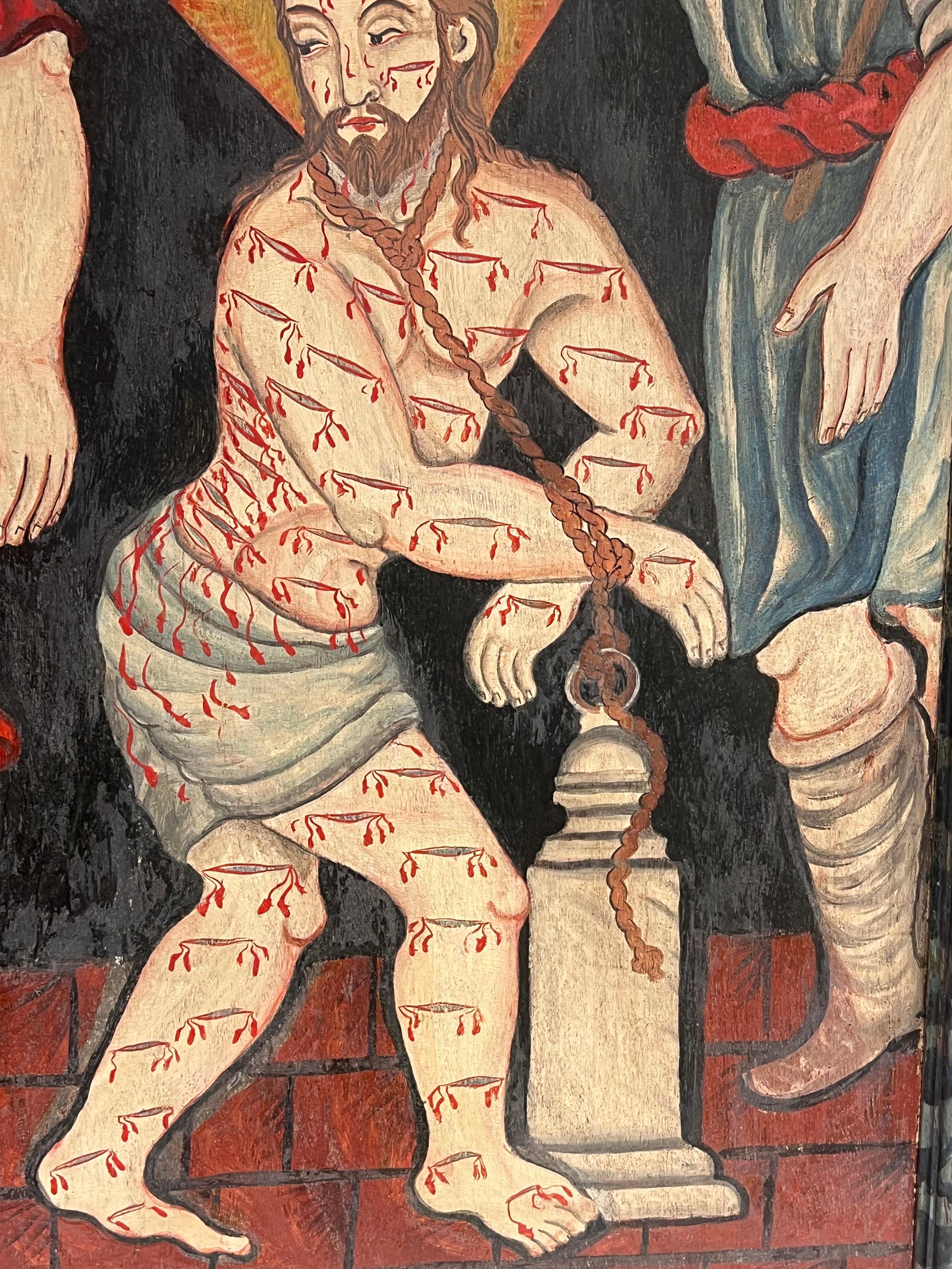 Die Geißelung Christi Antikes Öl auf Holz Tafelgemälde (Schwarz), Portrait Painting, von 19th Century European School