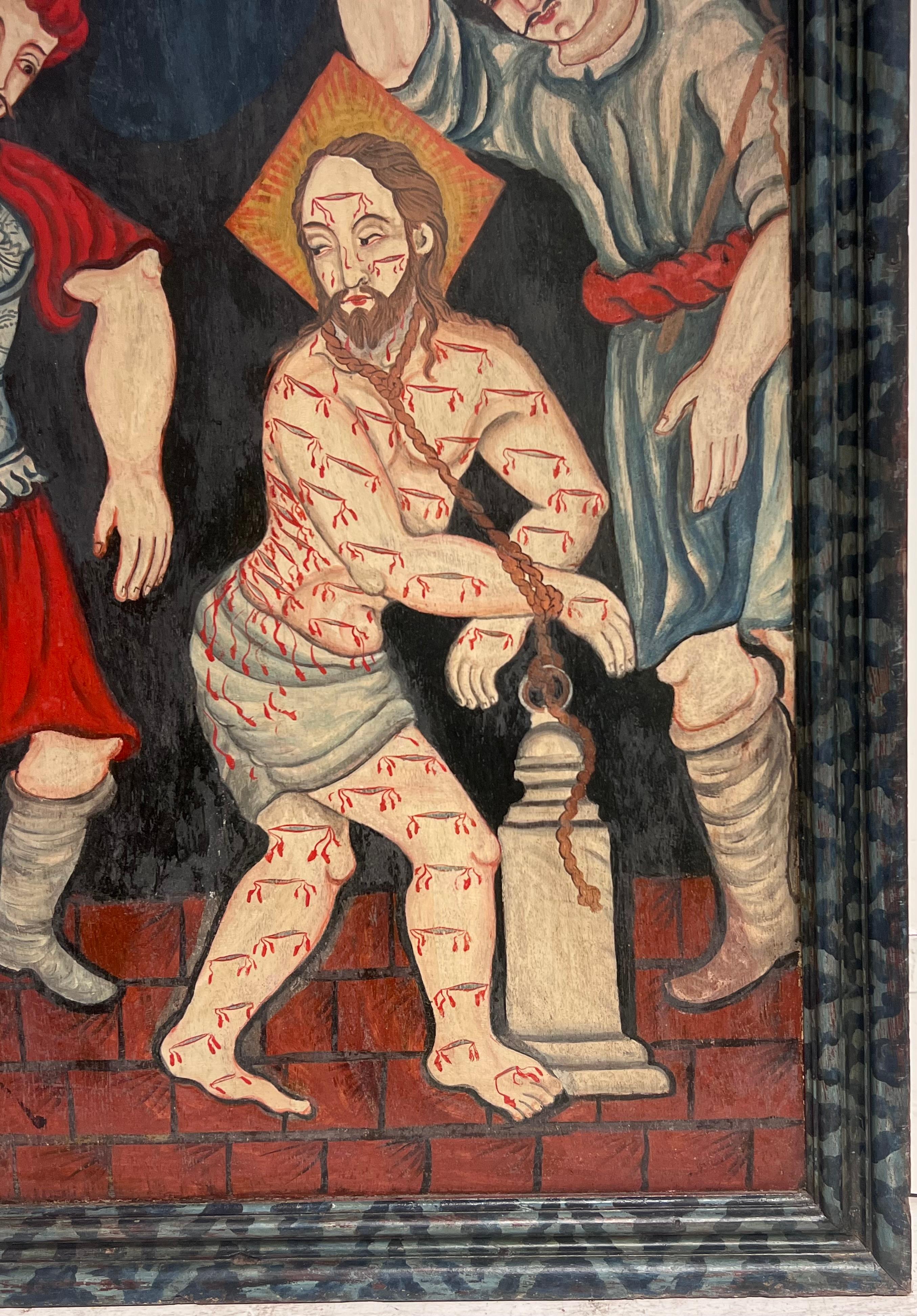 Die Geißelung Christi Antikes Öl auf Holz Tafelgemälde im Angebot 4