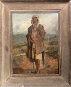 The Bedouin, European School Oil Painting on panel, Original Frame