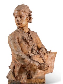 Antique Wolfgang Amadeus Mozart, 18th Century Half Length Sculpture