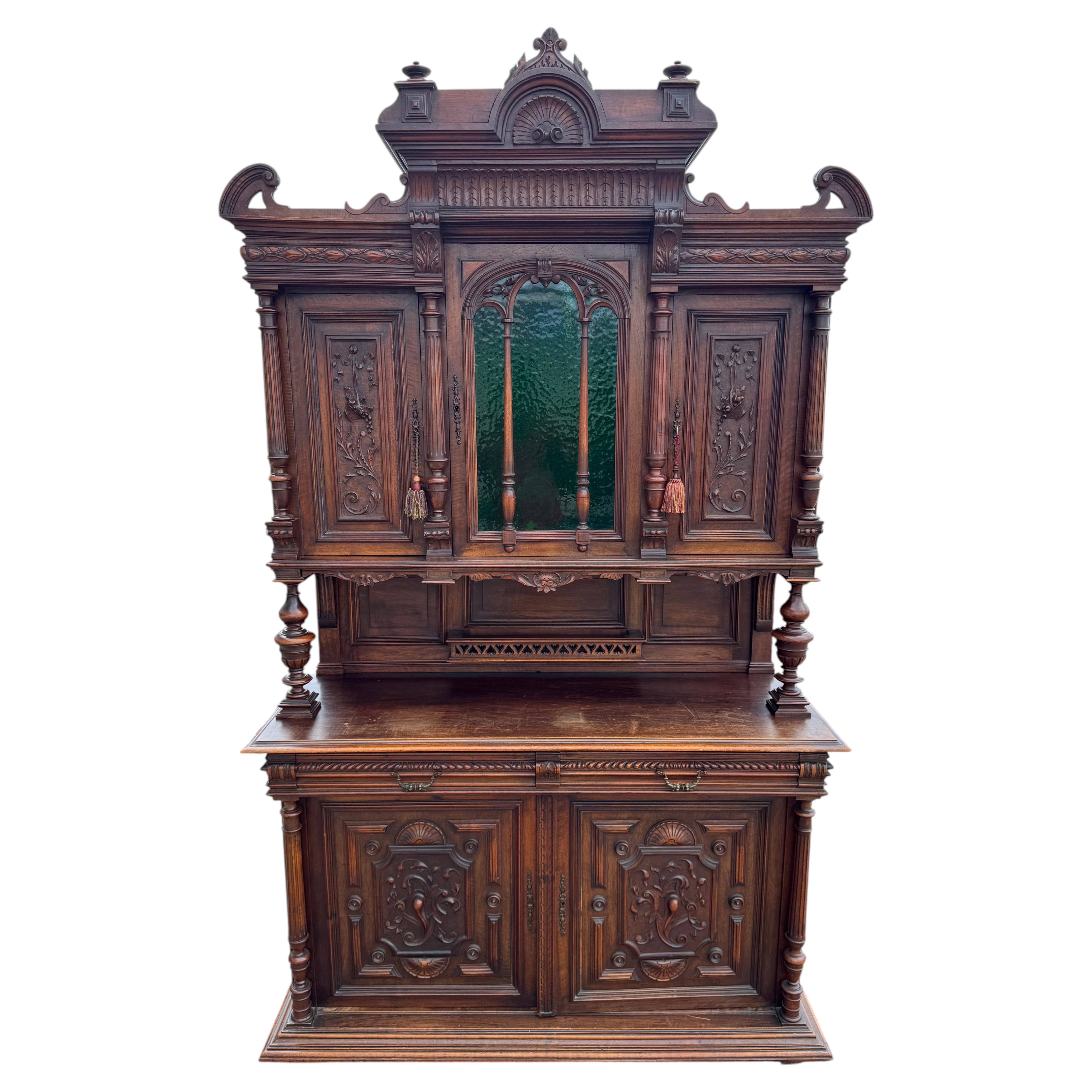 19th Century European Walnut High Relief Carved Renaissance Revival Sideboard