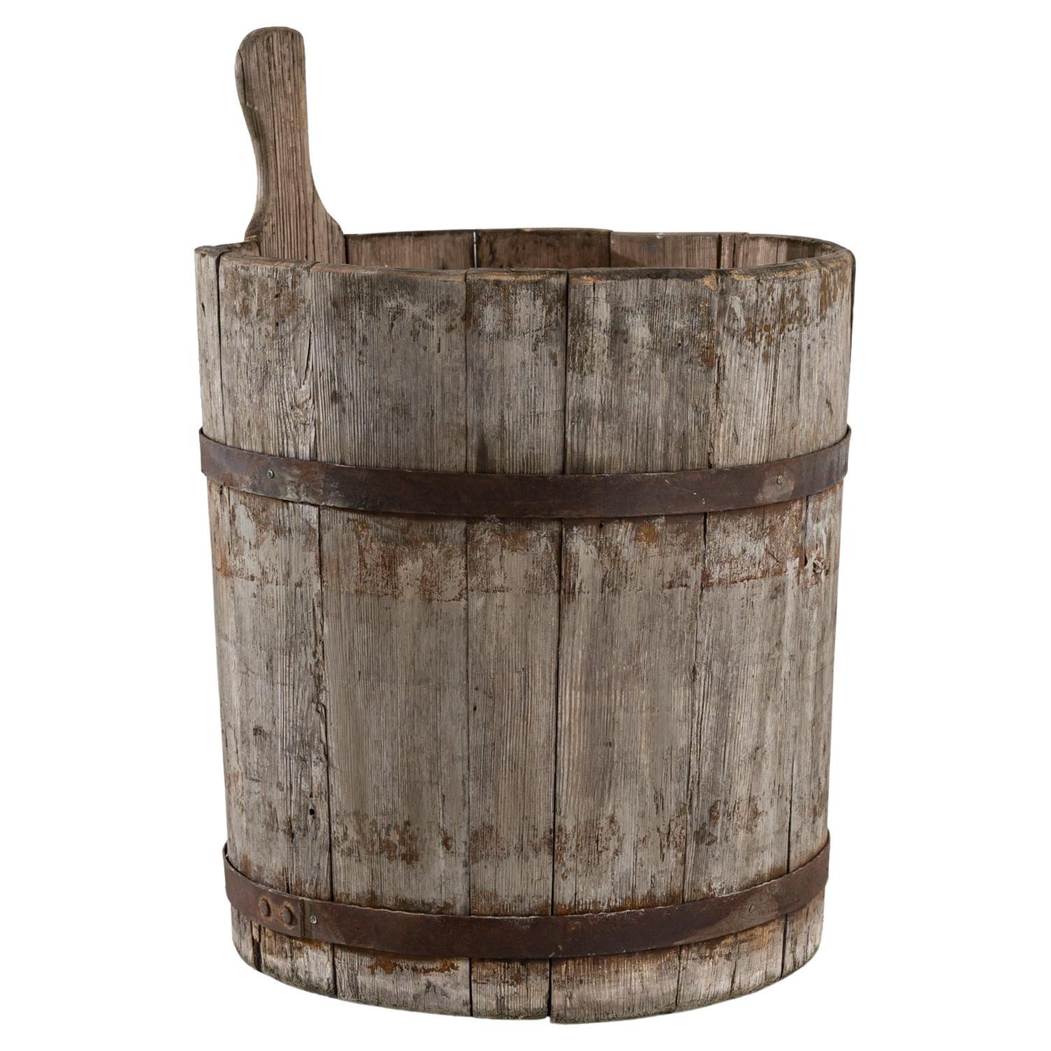 19th Century European Wooden Bucket For Sale